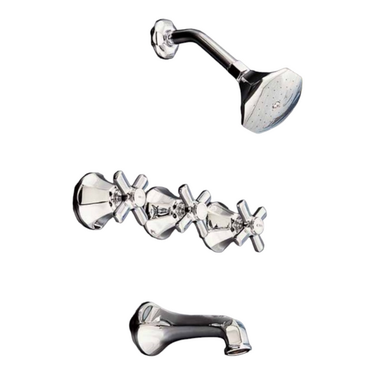 Strom Living Mississippi Wall Shower Set With Metal Cross Handle/8" Centers and Spout