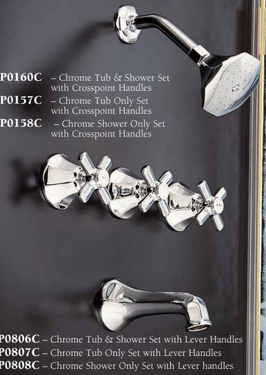 Strom Living Mississippi Wall Shower Set With Metal Cross Handle/8" Centers and Spout