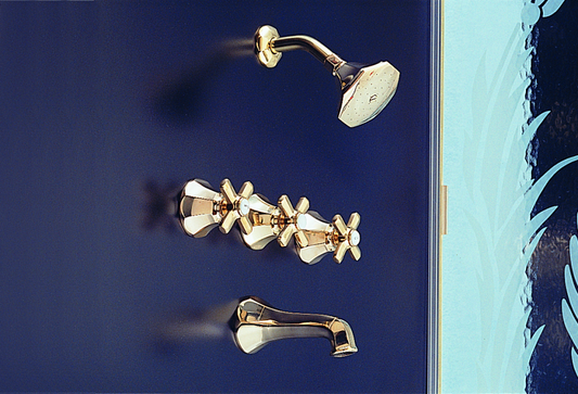 Strom Living Mississippi Wall Shower Set With Deco Lever Handles, Escutcheons, and Spout P0807