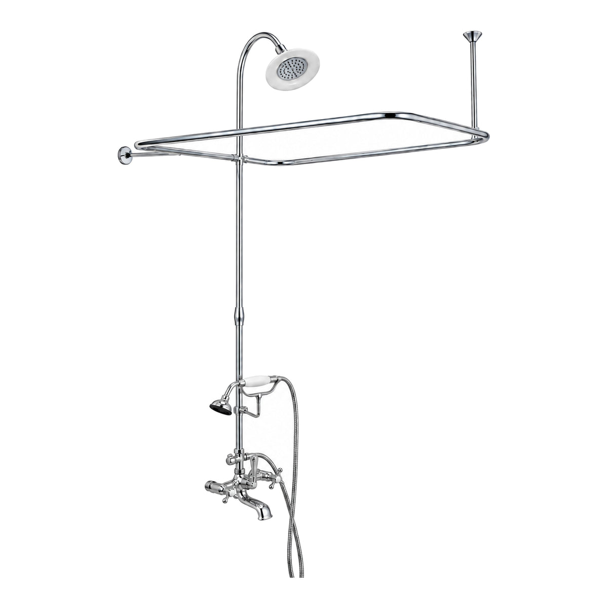 Clawfoot Tub Enclosure Shower Set with Hand Shower P0168 in Chrome