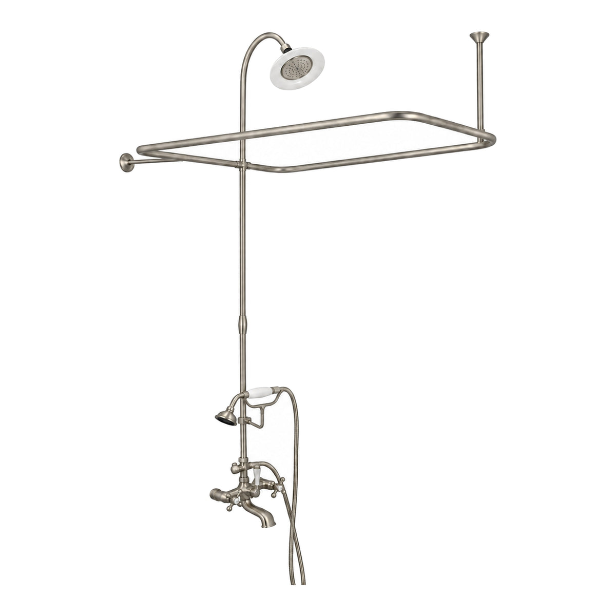 Clawfoot Tub Enclosure Shower Set with Hand Shower P0168 in Matte Nickel
