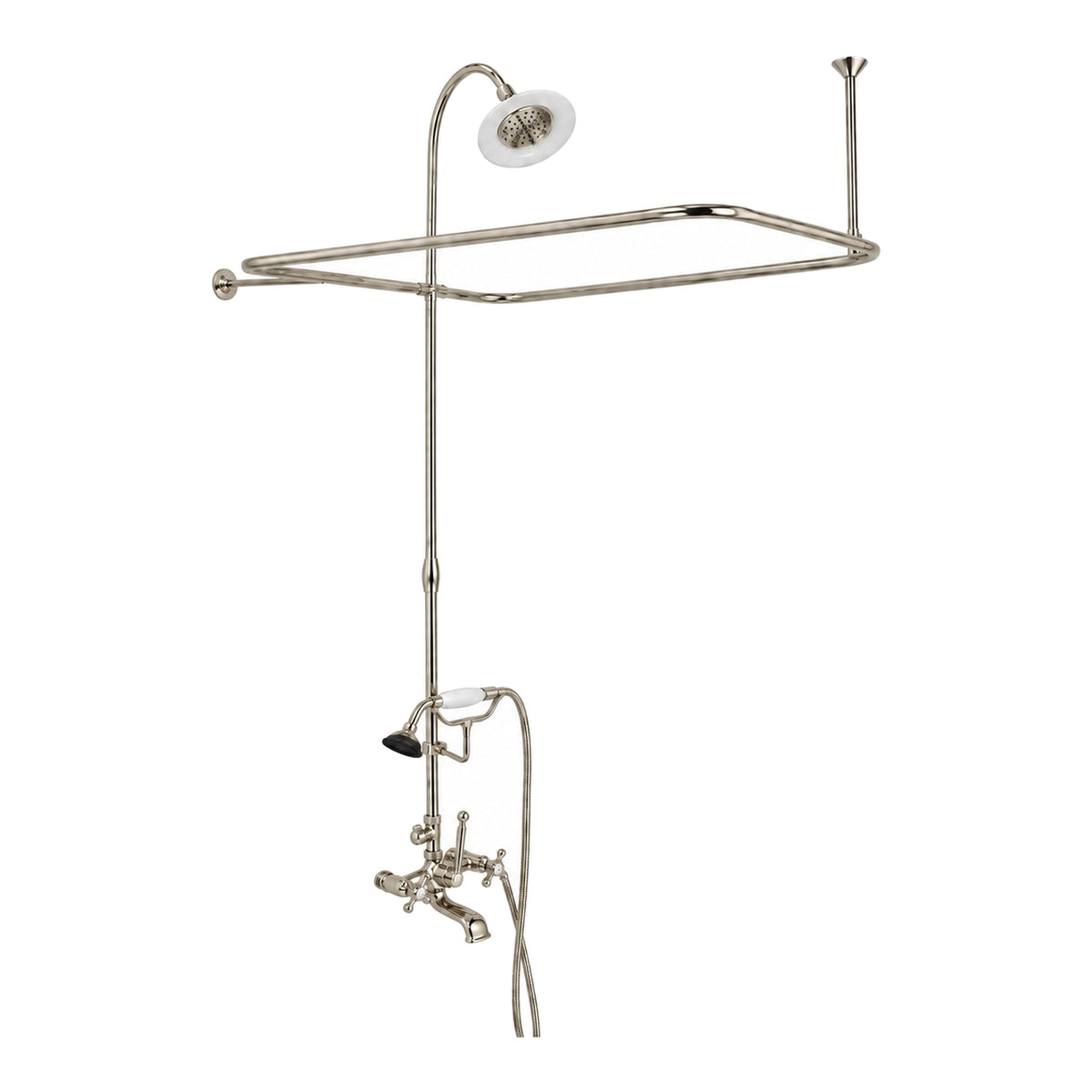 Clawfoot Tub Enclosure Shower Set with Hand Shower P0168 in Polished Nickel