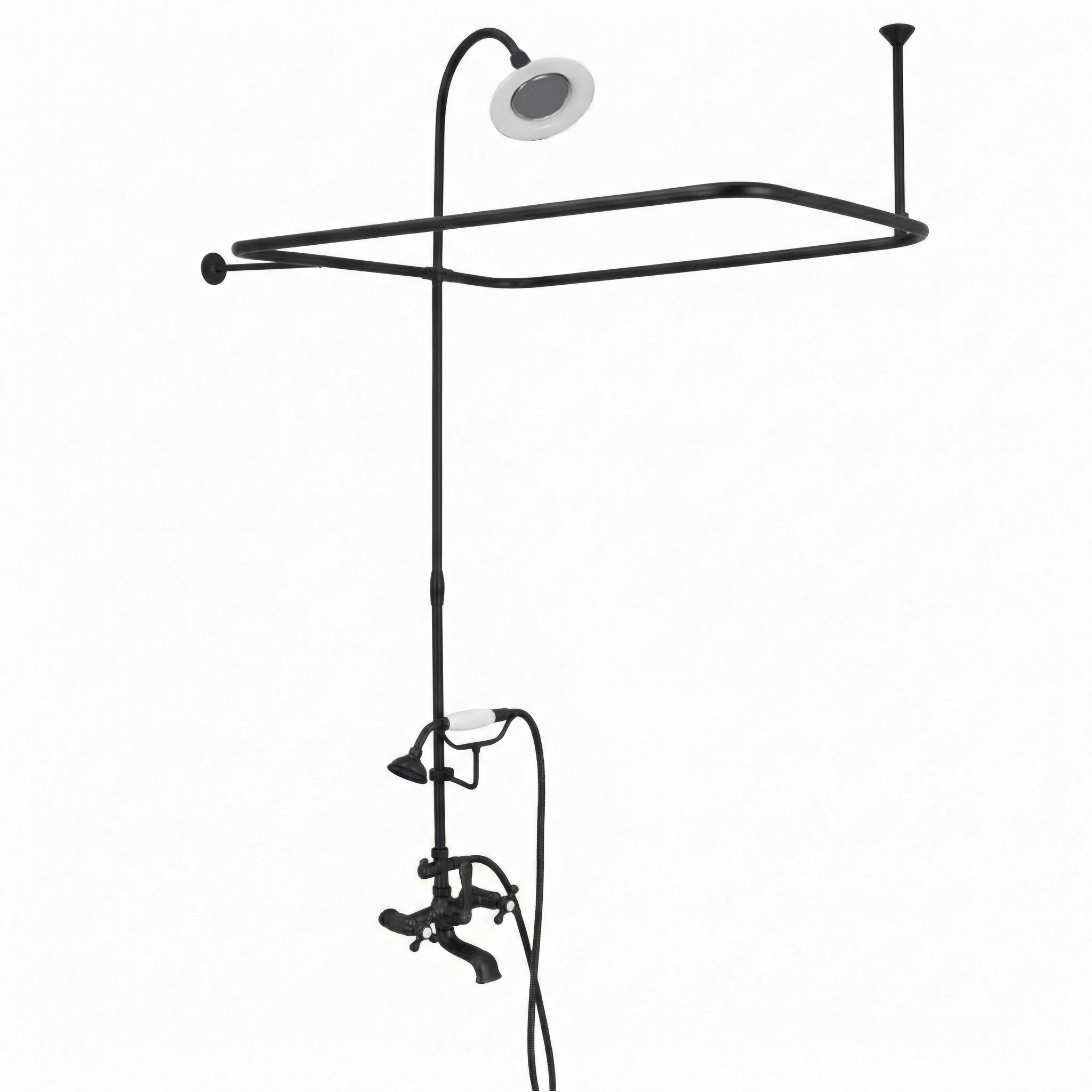 Clawfoot Tub Enclosure Shower Set with Hand Shower P0168 | Strom Living Satin Black 4" OD) Enclosure - Showers