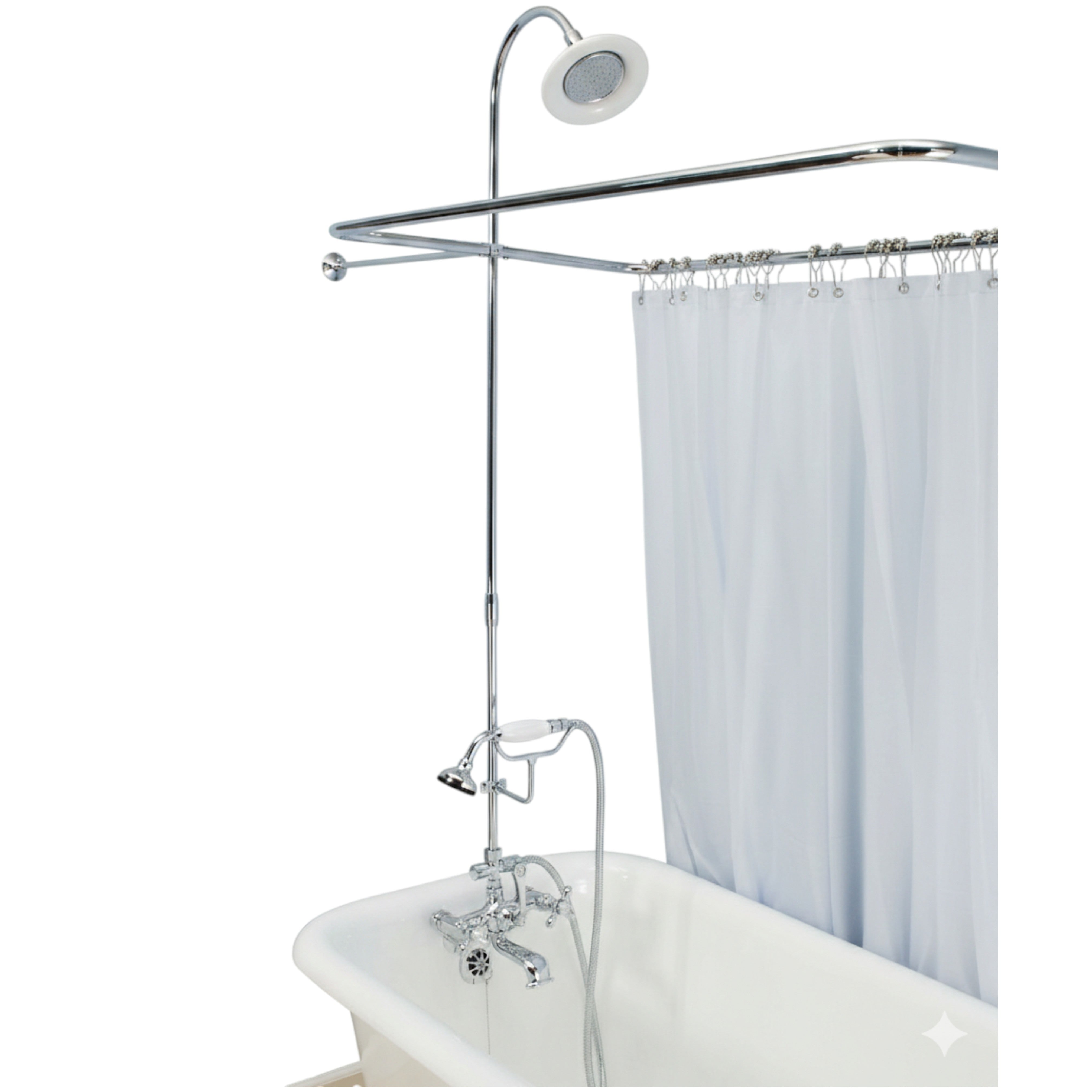 Tub Mount Enclosure Shower Set with Handheld Shower and Adjustable Center 45" x 25" Faucet Body P0168 | Strom Living
