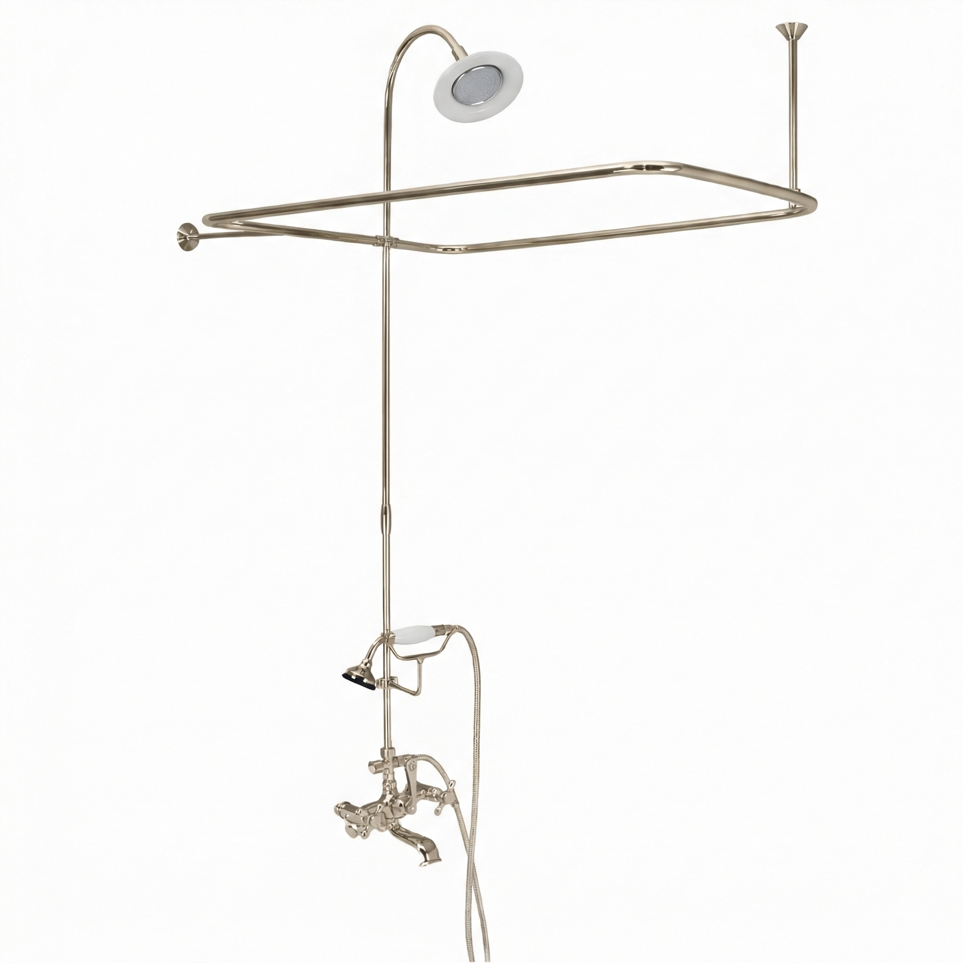 Clawfoot Tub Enclosure Shower Set with Hand Shower P0168 | Strom Living Polished Nickel 4" OD) Enclosure - Showers
