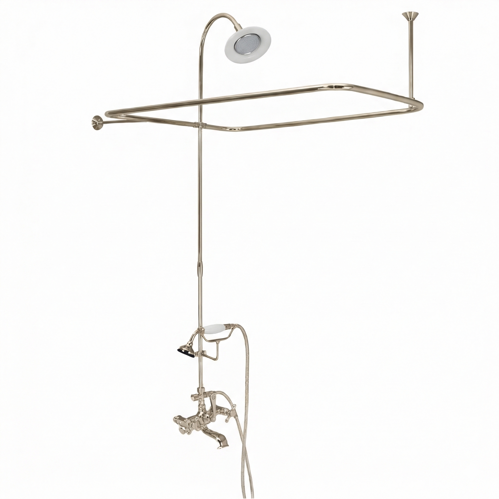 Clawfoot Tub Enclosure Shower Set with Hand Shower P0168 | Strom Living Polished Nickel 4" OD) Enclosure - Showers