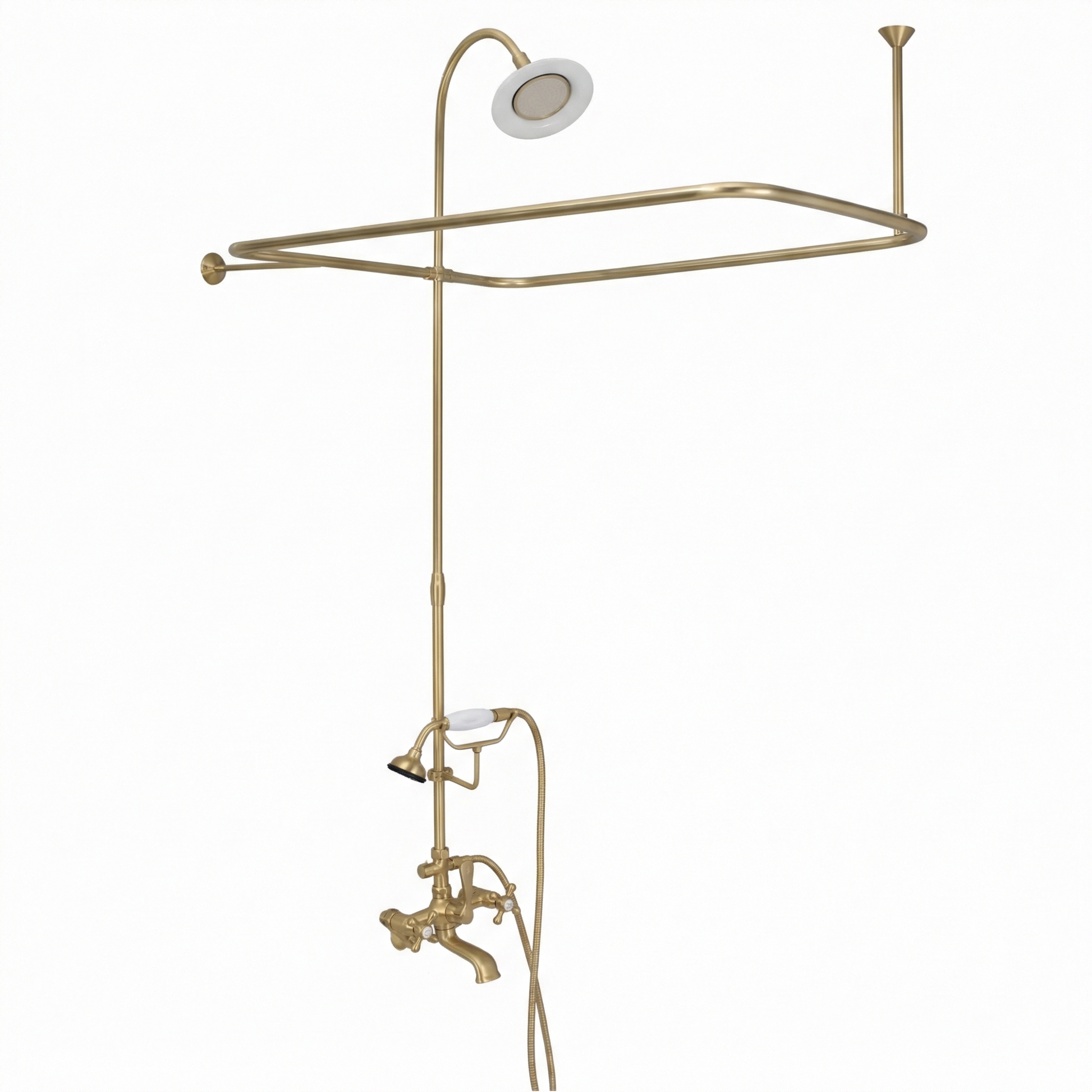 Clawfoot Tub Enclosure Shower Set with Hand Shower P0168 | Strom Living Raw Brass 4" OD) Enclosure - Showers