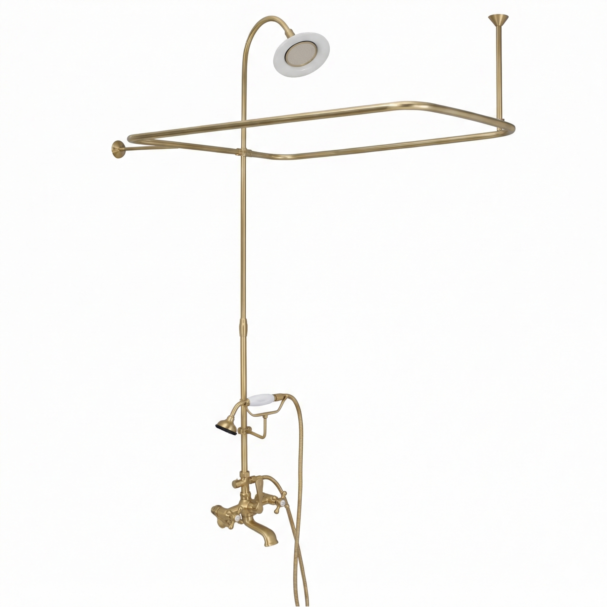 Clawfoot Tub Enclosure Shower Set with Hand Shower P0168 | Strom Living Raw Brass 4" OD) Enclosure - Showers
