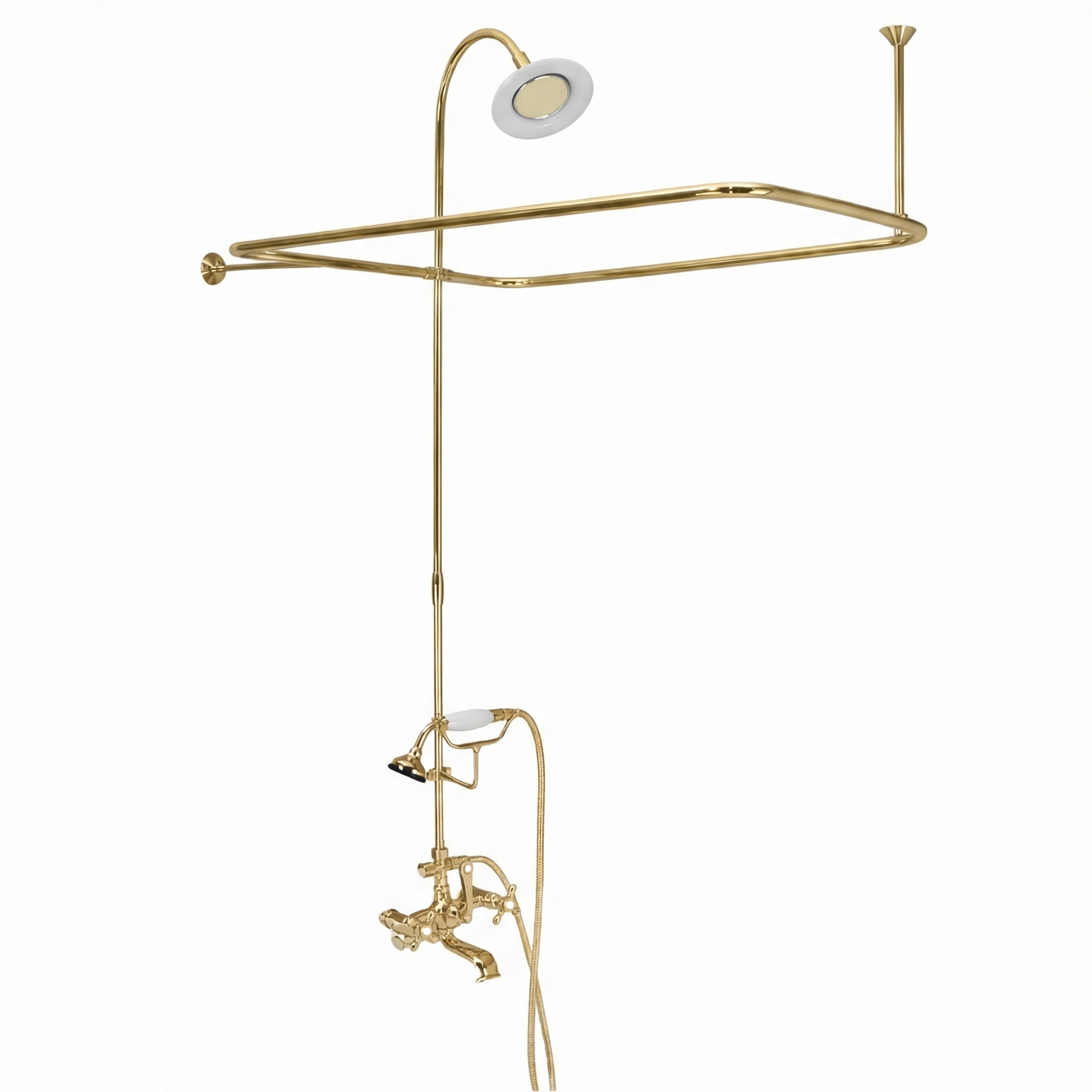 Clawfoot Tub Enclosure Shower Set with Hand Shower P0168 | Strom Living Supercoat Bass 4" OD) Enclosure - Showers