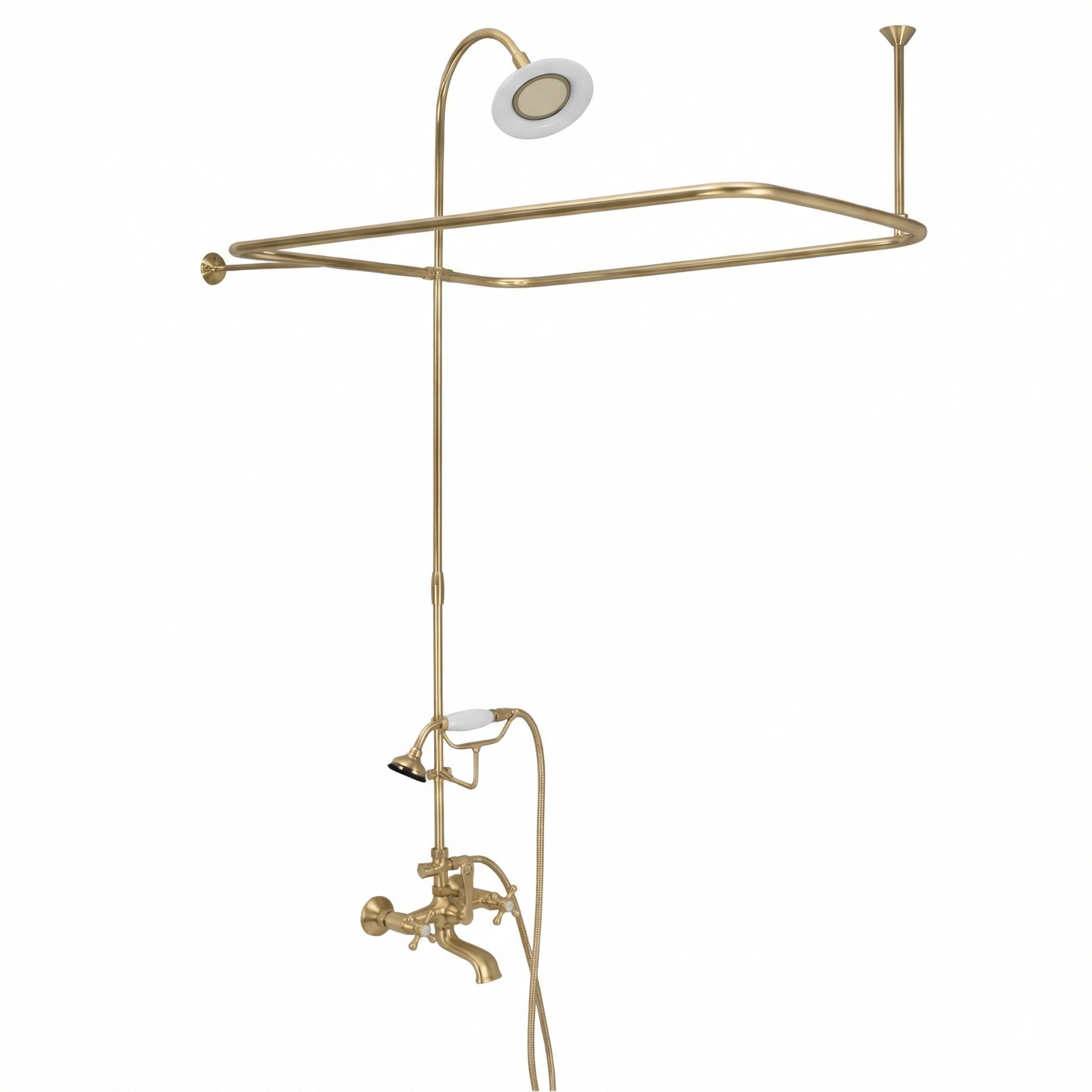 Clawfoot Tub Enclosure Shower Set with Hand Shower P0168 | Strom Living Satin Brass 4" OD) Enclosure - Showers