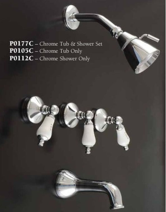 Strom Living Sacramento Wall Shower Set With Handle Lever for Hot/Cold, Solid Brass Construction, and Spout