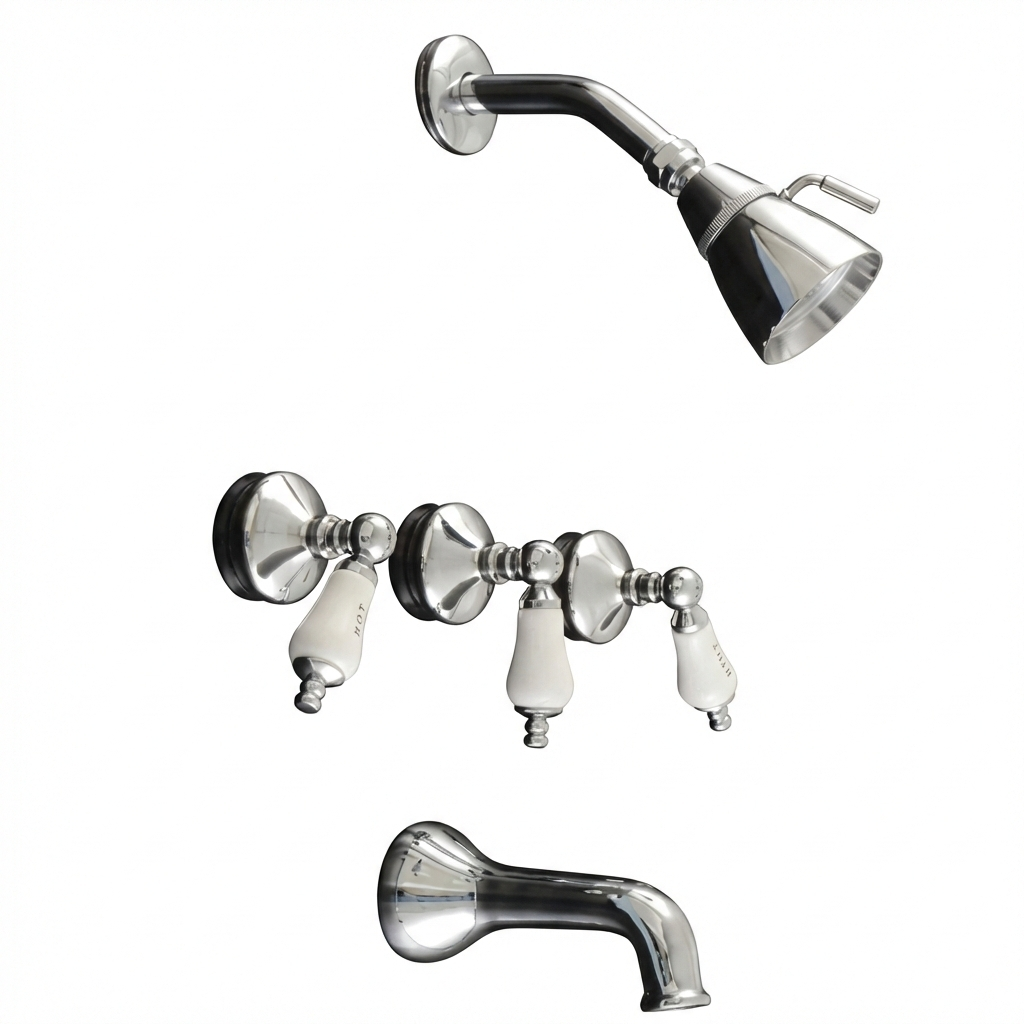 Sacramento In-Wall Shower Set With Cross Handle /9" Centers and 2.5" Shower Nipple P0177 | Strom Living
