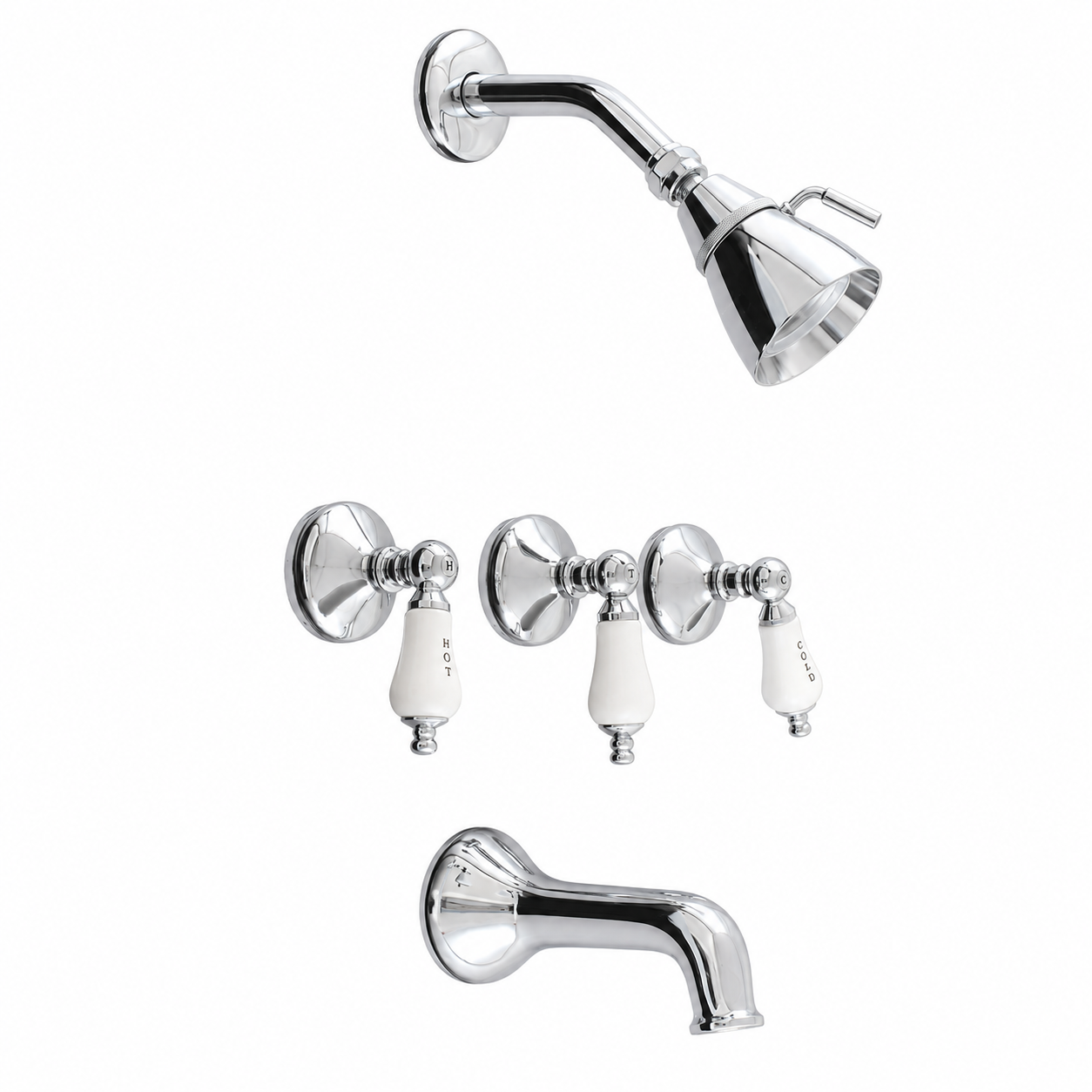 Sacramento In-Wall Shower Set Cross Handles P0177 | Strom Living Chrome - Showers