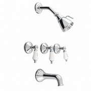 Sacramento In-Wall Shower Set Cross Handles P0177 | Strom Living Chrome - Showers