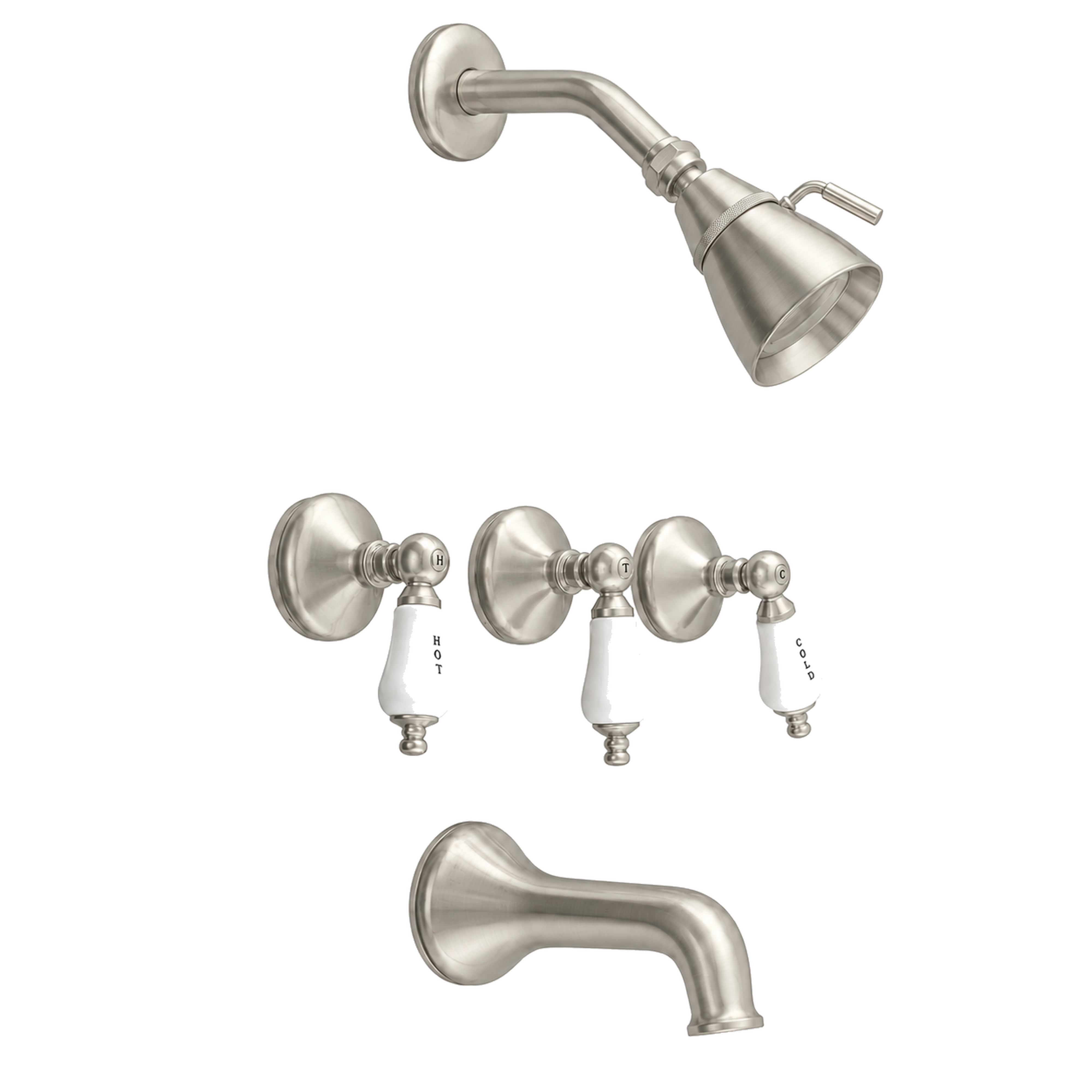 Sacramento In-Wall Shower Set Cross Handles P0177 | Strom Living Matte Nickel - Showers