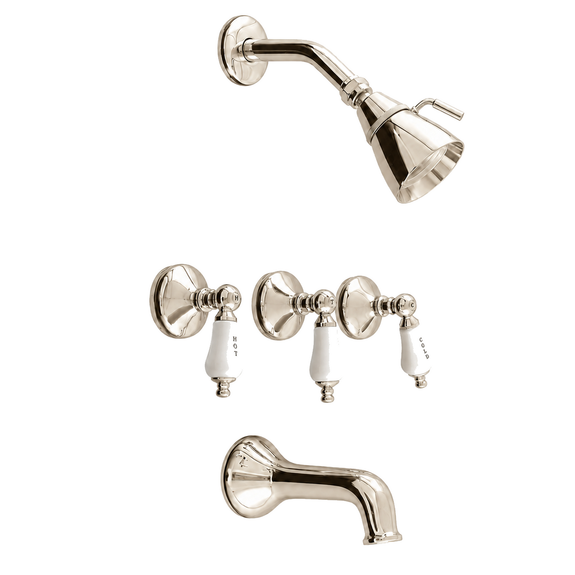 Sacramento In-Wall Shower Set Cross Handles P0177 | Strom Living Polished Nickel - Showers