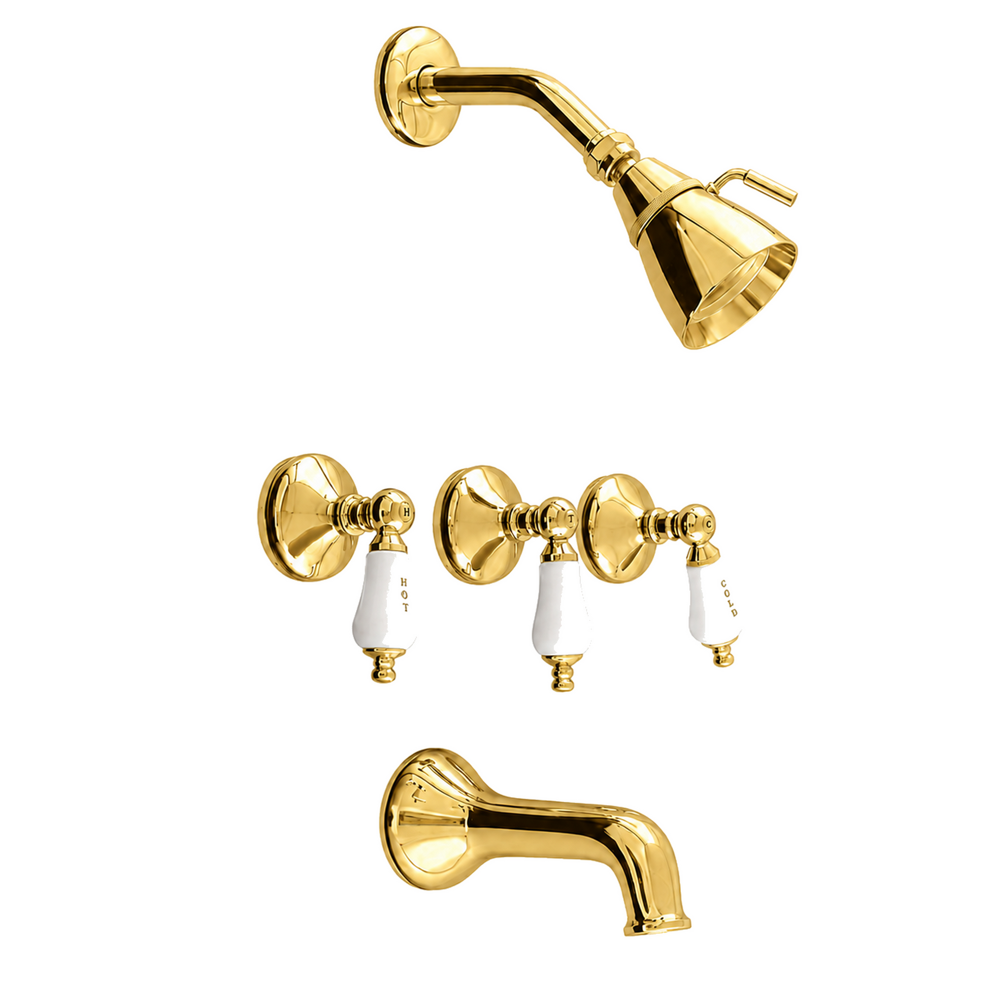Sacramento In-Wall Shower Set Cross Handles P0177 | Strom Living Polished Brass - Showers