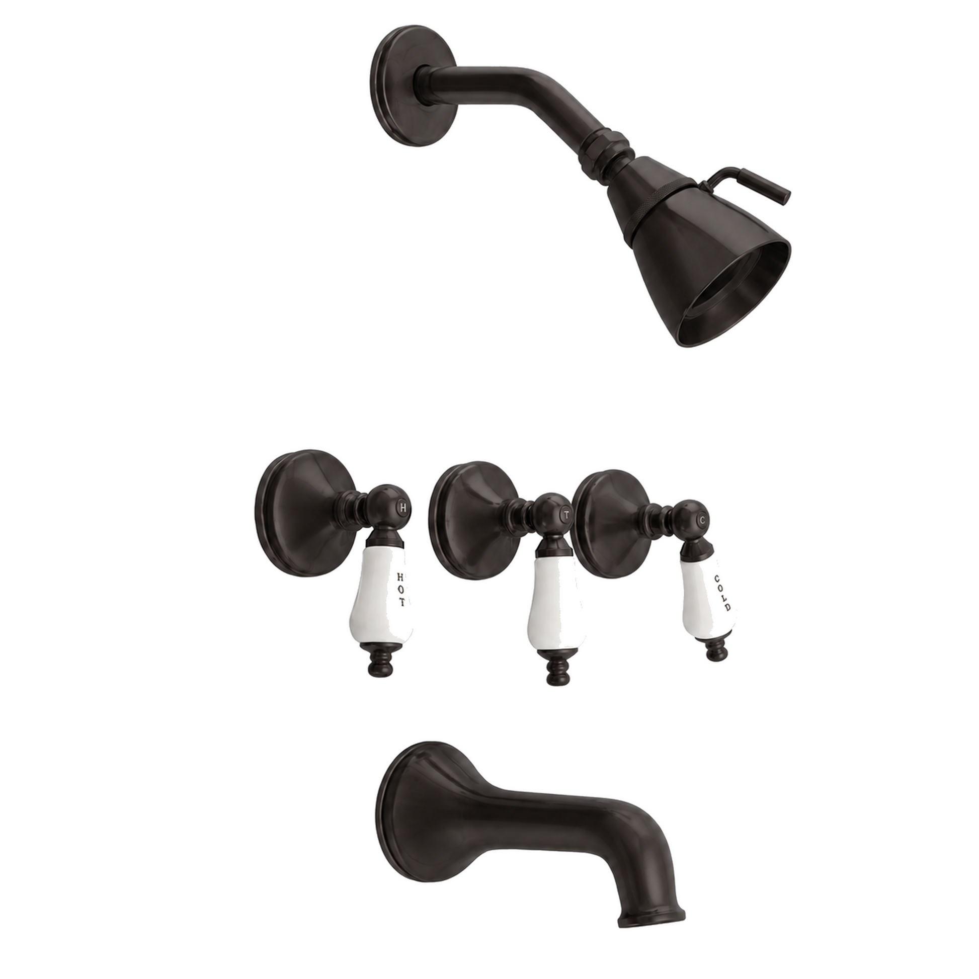 Sacramento In-Wall Shower Set Cross Handles P0177 | Strom Living Oil Rubbed Bronze - Showers