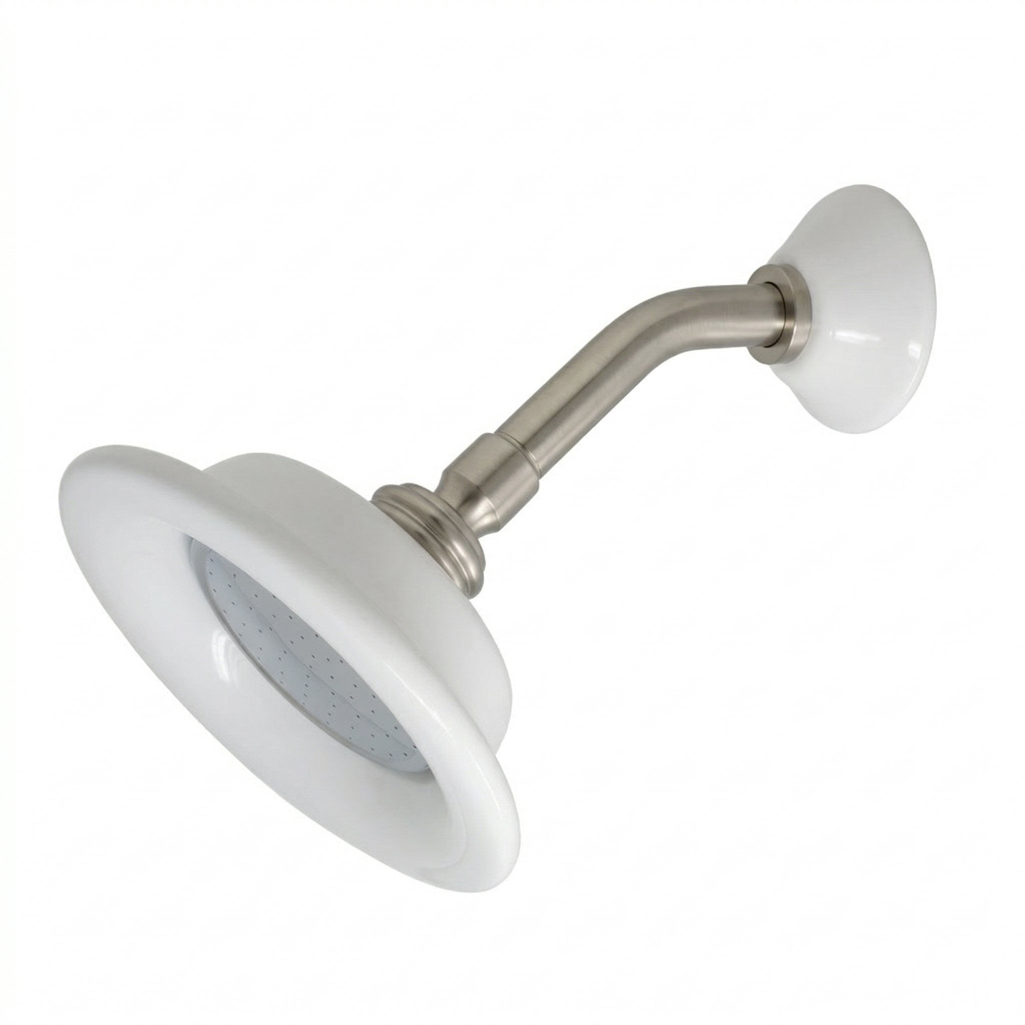 Strom Living Shower Head Porcelain Sunflower with 3.50 Diameter Matte Nickel - Shower Components