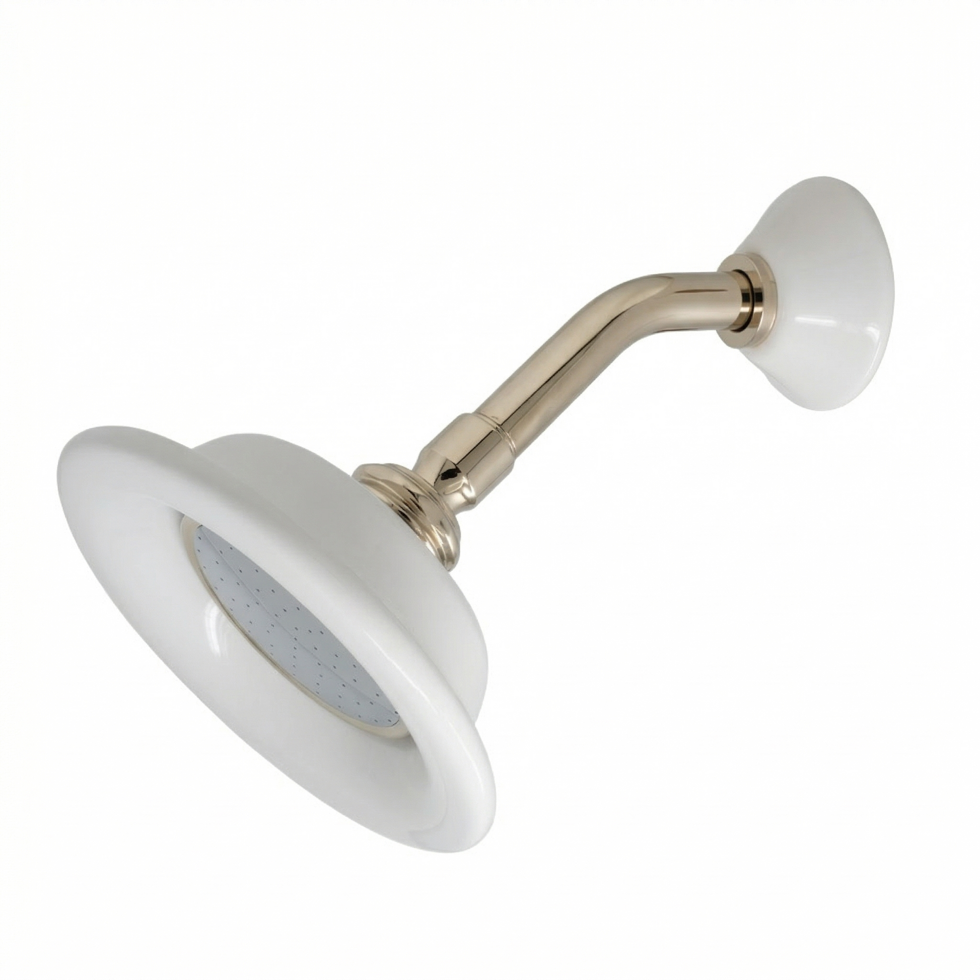 Strom Living Shower Head Porcelain Sunflower with 3.50 Diameter Polished Nickel - Shower Components