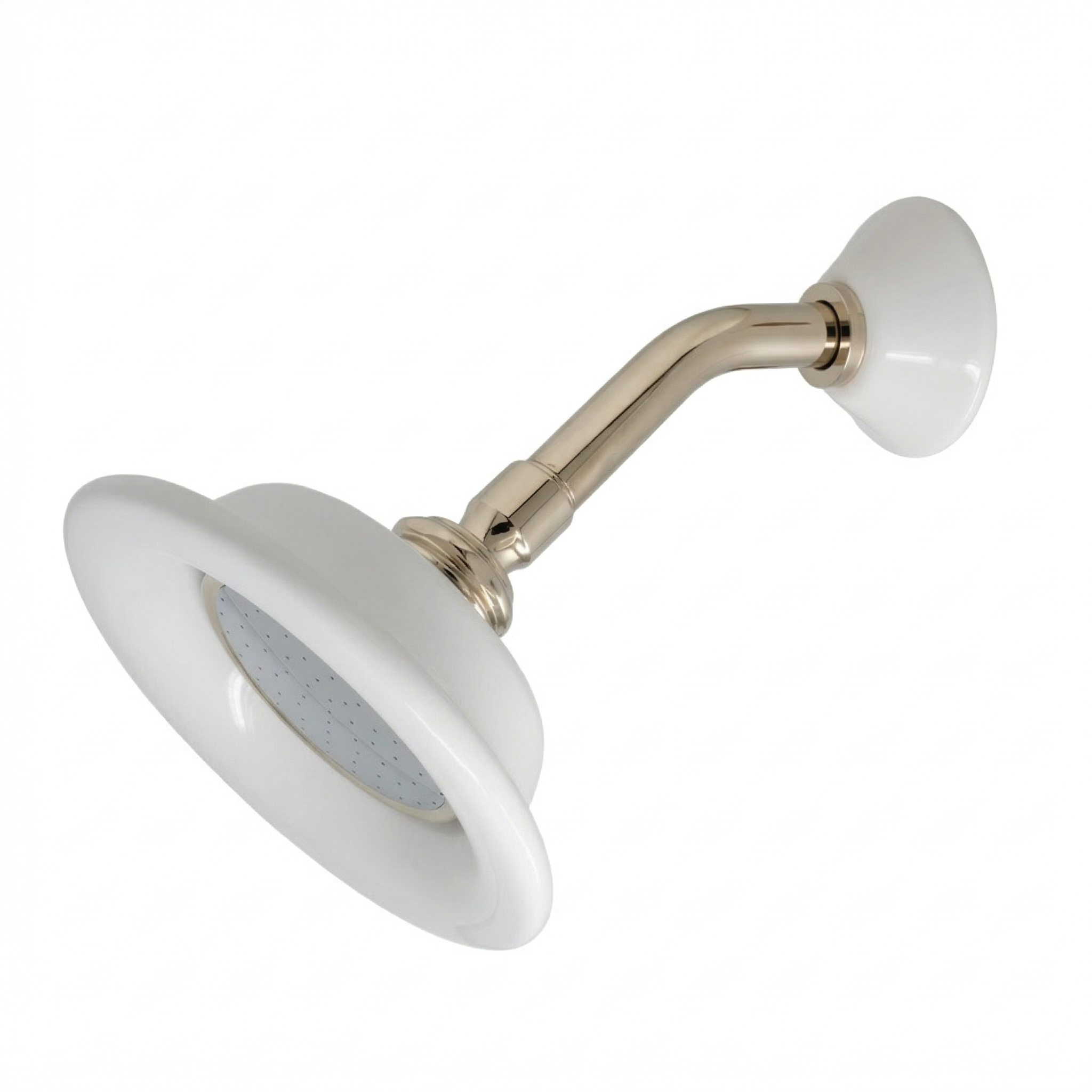 Strom Living Shower Head Porcelain Sunflower with 3.50 Diameter Polished Nickel - Shower Components