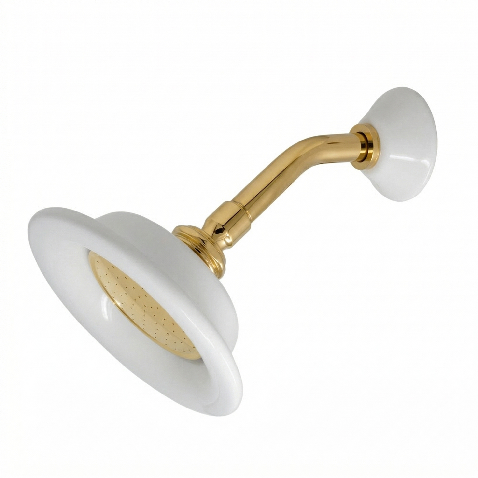 Strom Living Shower Head Porcelain Sunflower with 3.50 Diameter Polished Brass - Shower Components