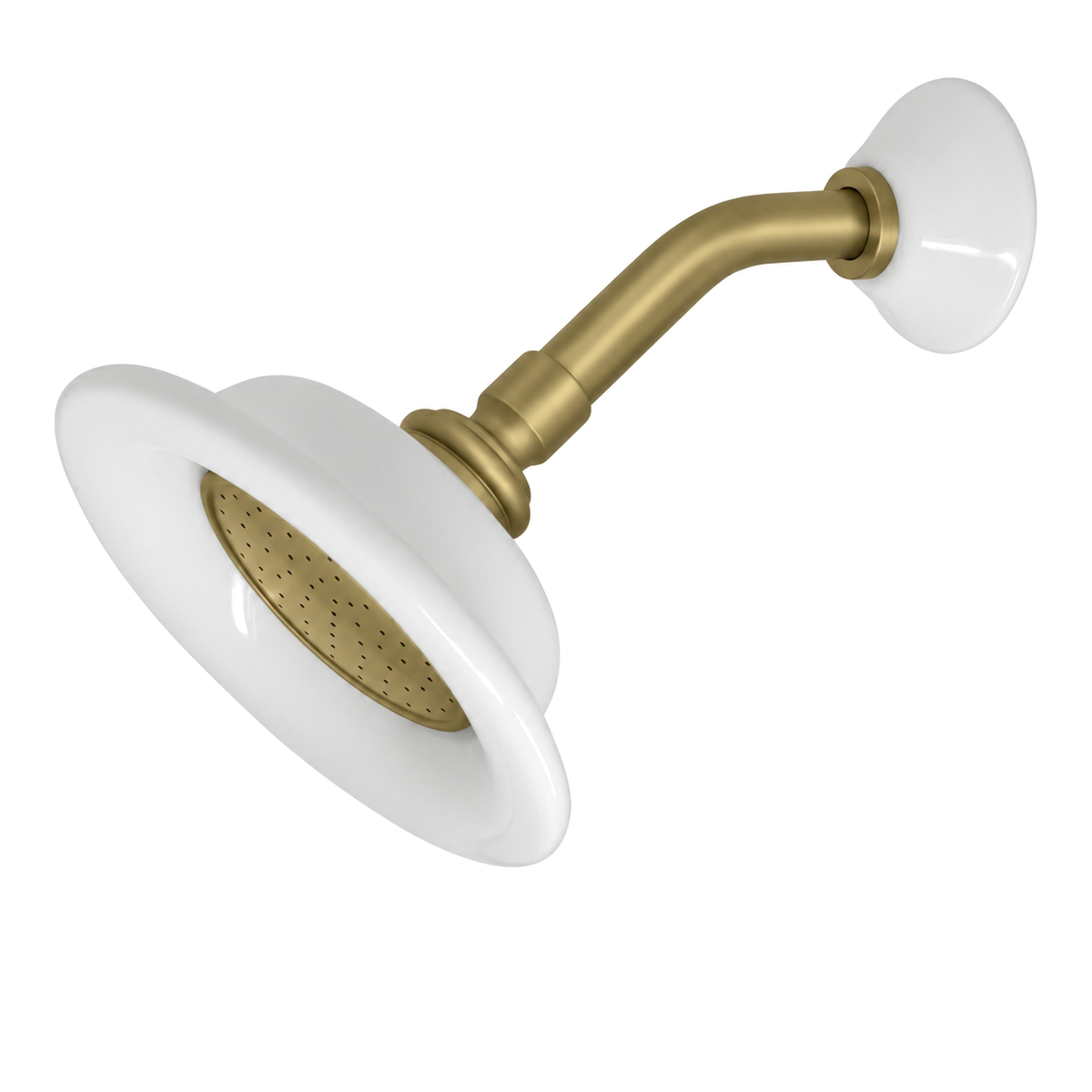 Strom Living Shower Head Porcelain Sunflower with 3.50 Diameter in Raw Brass