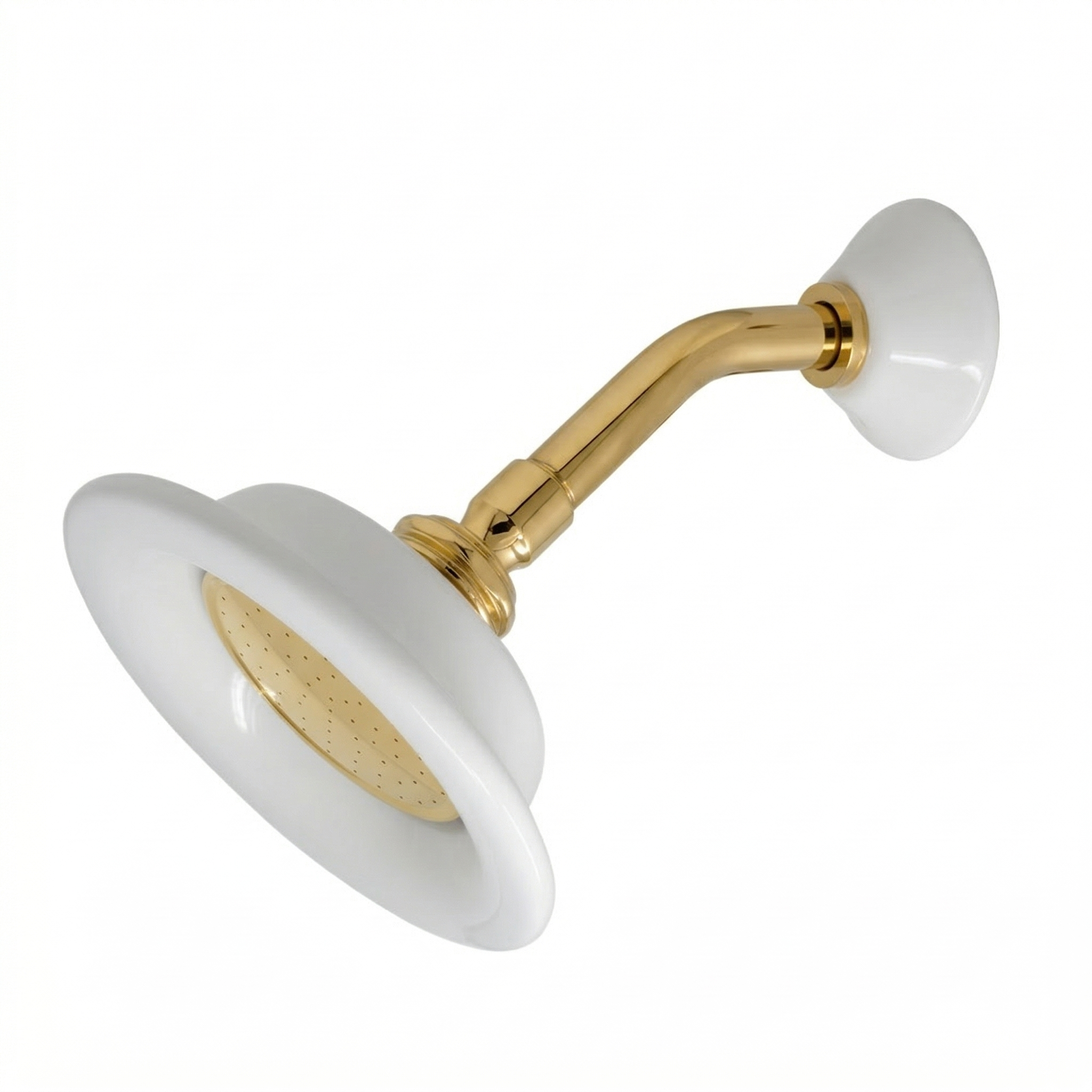 Strom Living Shower Head Porcelain Sunflower with 3.50 Diameter Supercoat Brass - Shower Components