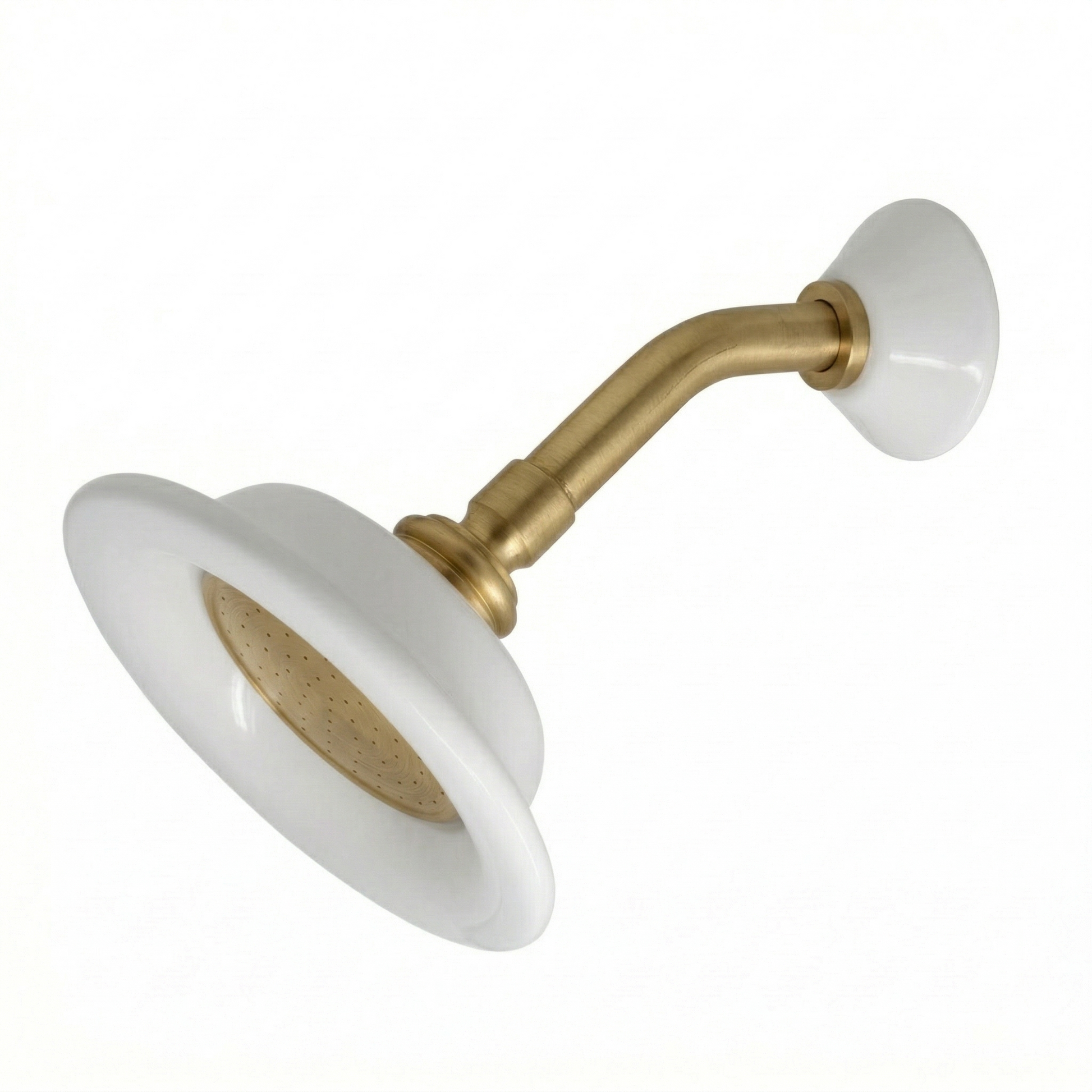Strom Living Shower Head Porcelain Sunflower with 3.50 Diameter Satin Brass - Shower Components