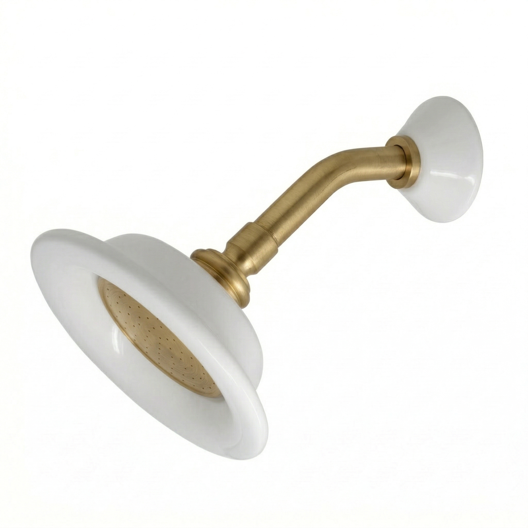 Strom Living Shower Head Porcelain Sunflower with 3.50 Diameter Satin Brass - Shower Components