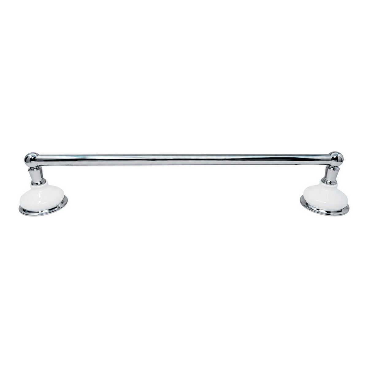 Porcelain Vintage Style Wall Mount Towel Bar, Solid Brass and Brackets P0181 in Chrome
