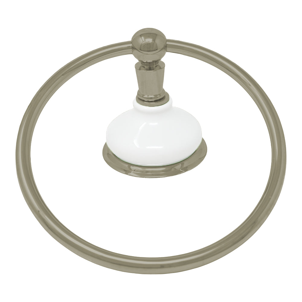 Columbia Porcelain Wall Mount Towel Holder Ring, Solid Brass and Mounting Hardware P0185 | Strom Living Matte Nickel - Bathroom Accessories