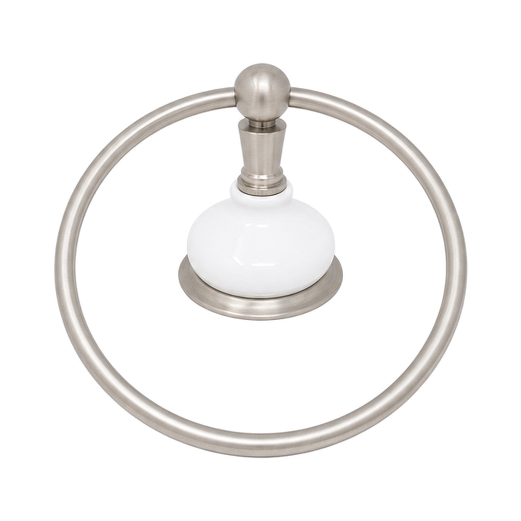 Columbia Porcelain Wall Mount Towel Holder Ring, Solid Brass and Mounting Hardware P0185 | Strom Living Matte Nickel - Bathroom Accessories