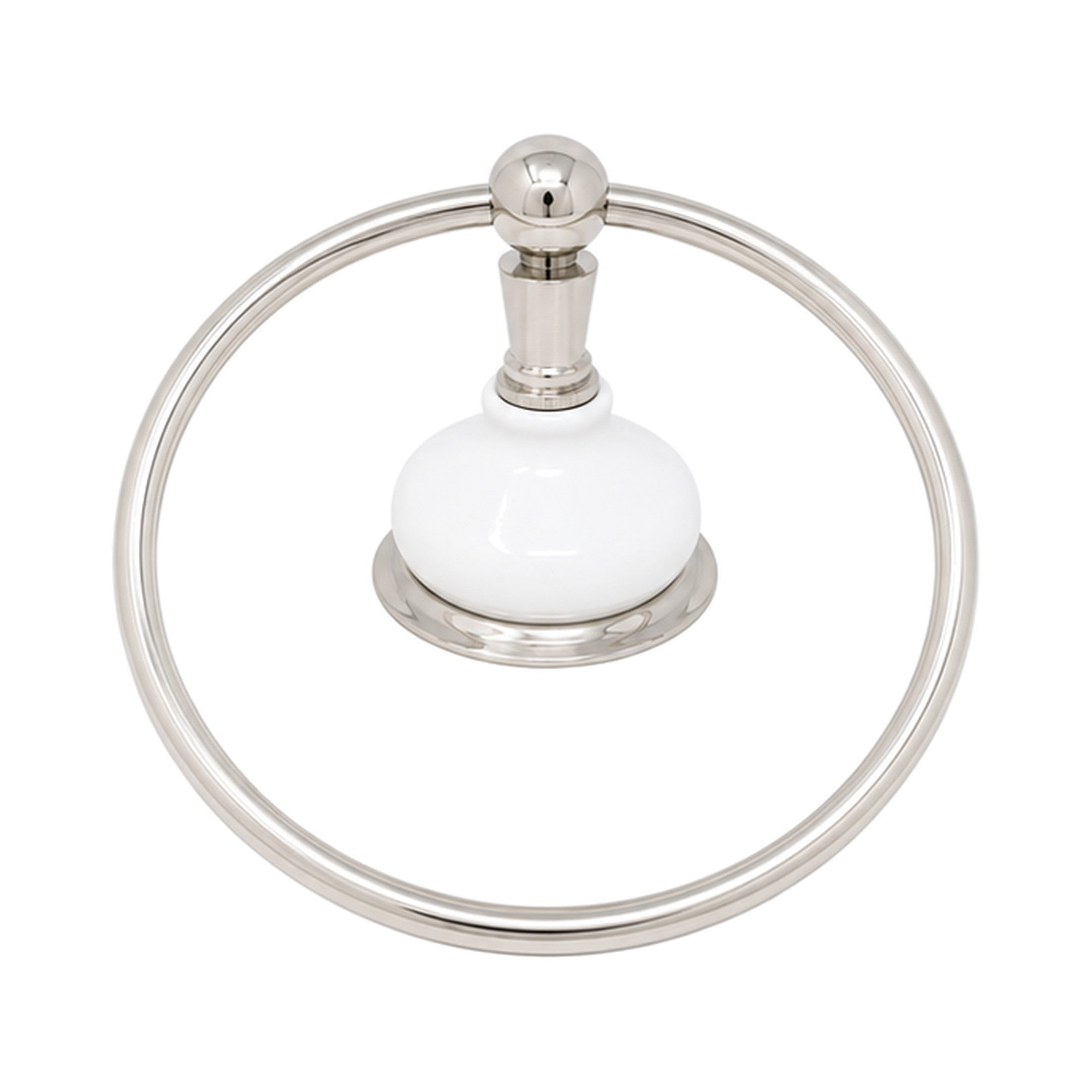 Columbia Porcelain Wall Mount Towel Holder Ring, Solid Brass and Mounting Hardware P0185 | Strom Living Polished Nickel - Bathroom Accessories