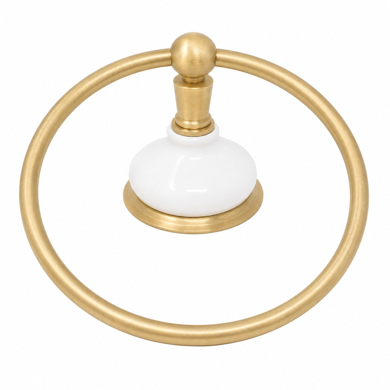Columbia Porcelain Wall Mount Towel Holder Ring, Solid Brass and Mounting Hardware P0185 | Strom Living Raw Brass - Bathroom Accessories