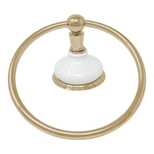The Columbia Porcelain Wall Mount Towel Holder Ring with Solid Brass and Mounting Hardware