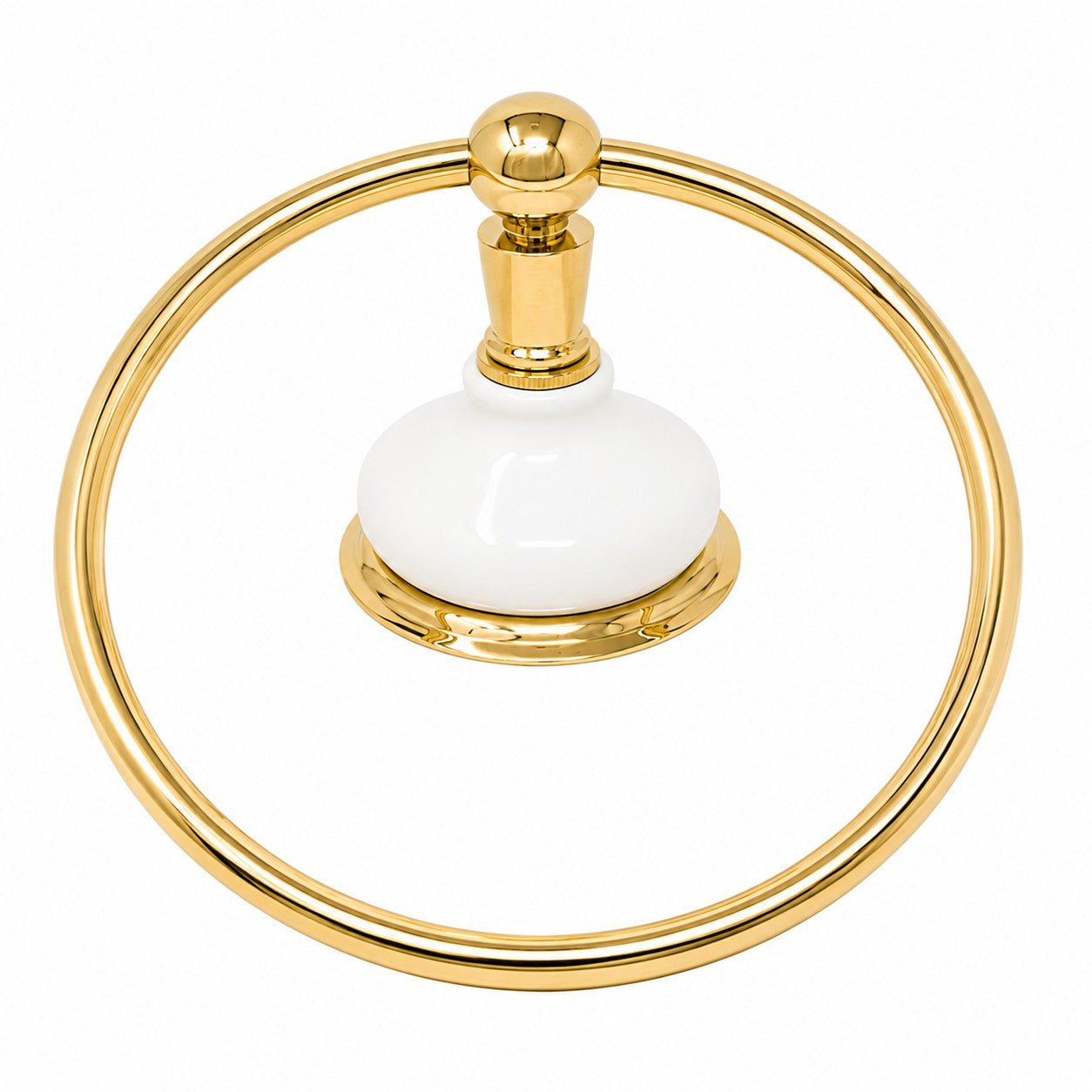 Columbia Porcelain Wall Mount Towel Holder Ring, Solid Brass and Mounting Hardware P0185 | Strom Living Supercoat Brass - Bathroom Accessories