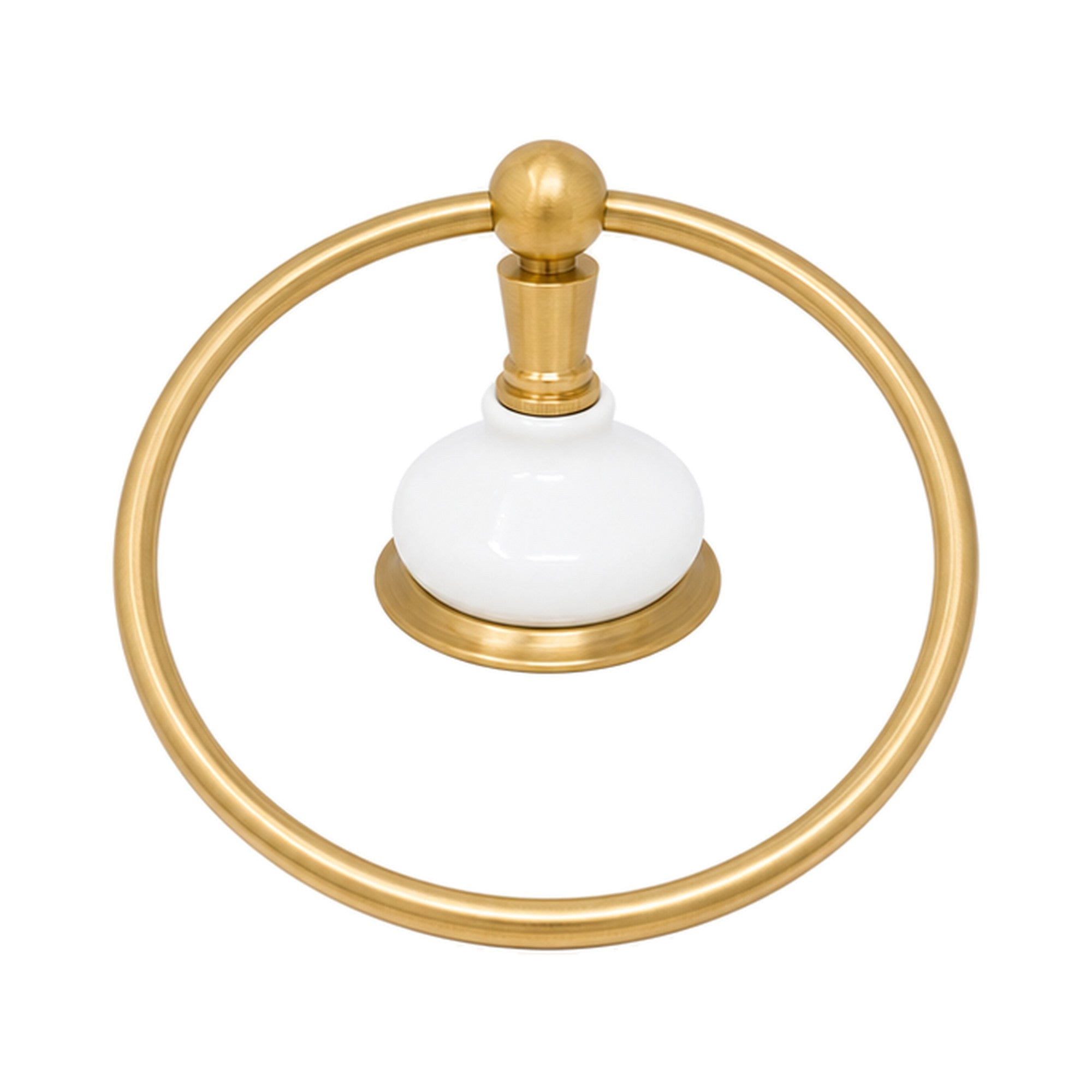 Columbia Porcelain Wall Mount Towel Holder Ring, Solid Brass and Mounting Hardware P0185 | Strom Living Satin Brass - Bathroom Accessories