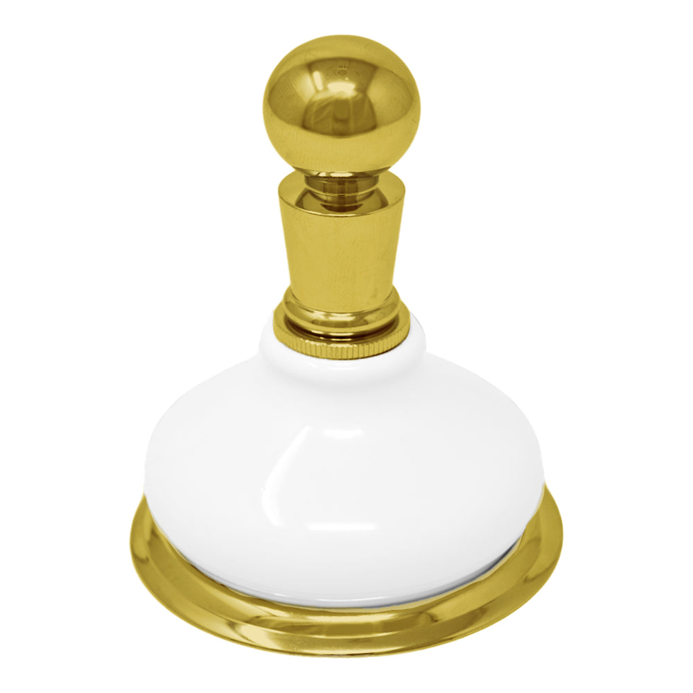 Porcelain Vintage Style Wall Mount Robe Hook, Solid Brass and Mounting Hardware P0186 | Strom Living Supercoat Brass - Bathroom Accessories