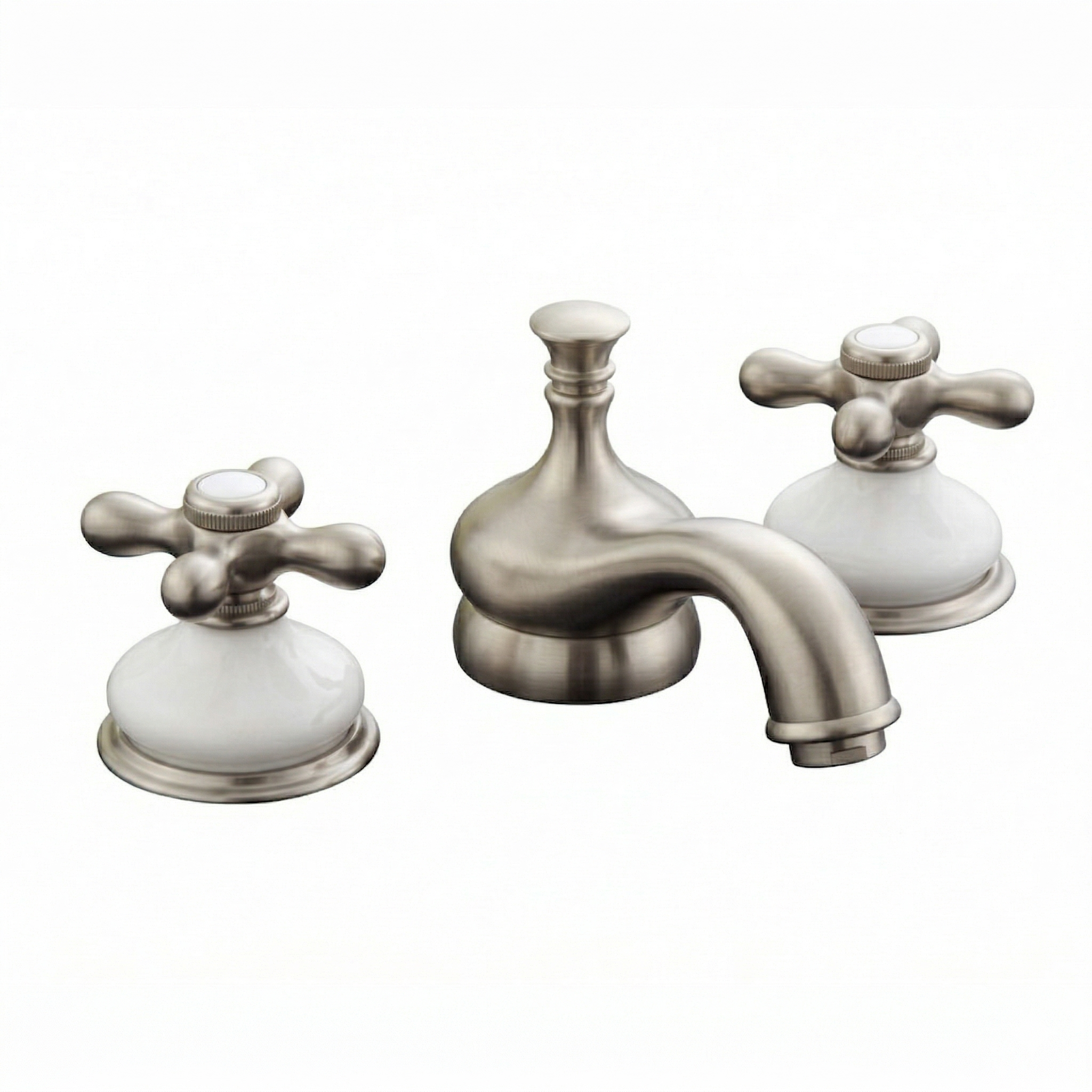 Sacramento Widespread Faucet, Porcelain P0188X | Strom Living Matte Nickel - Bathroom Faucets
