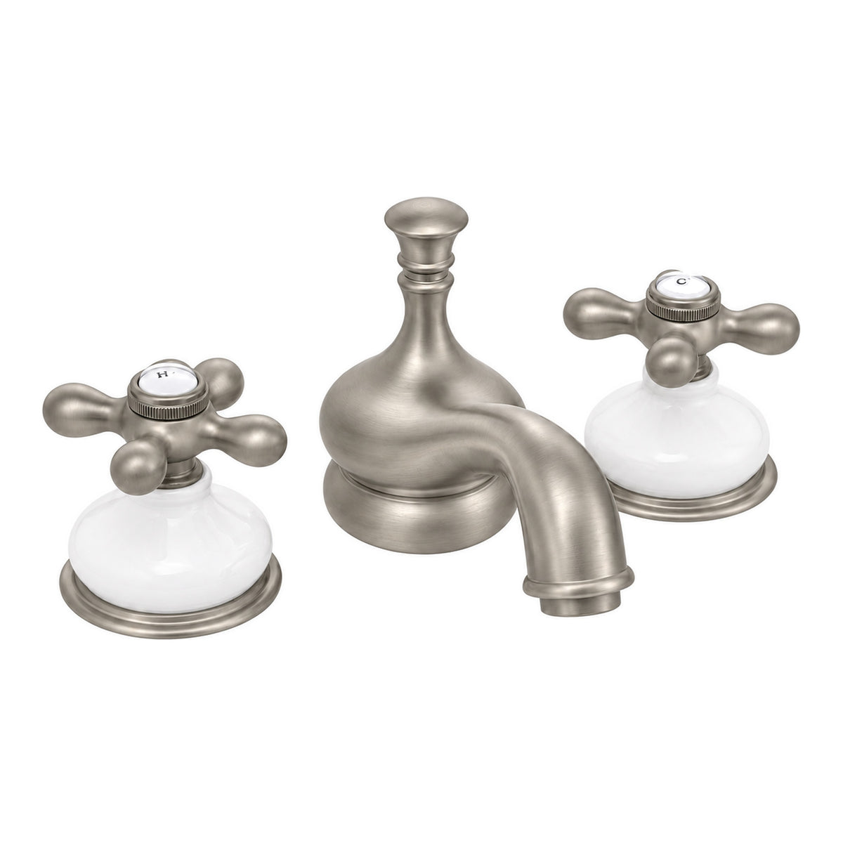 Sacramento Widespread Faucet, Porcelain P0188X in Matte Nickel