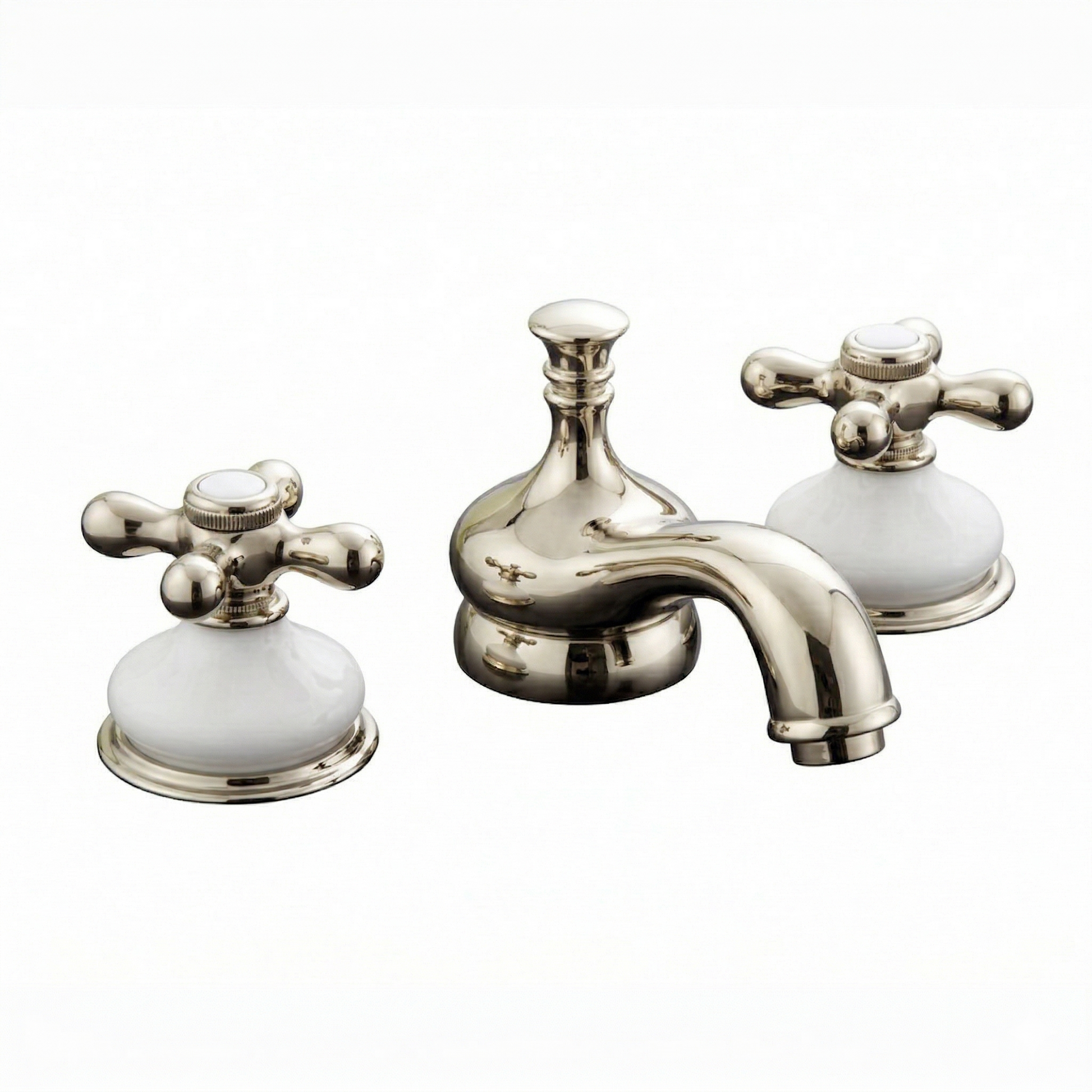 Sacramento Widespread Faucet, Porcelain P0188X | Strom Living Polished Nickel - Bathroom Faucets
