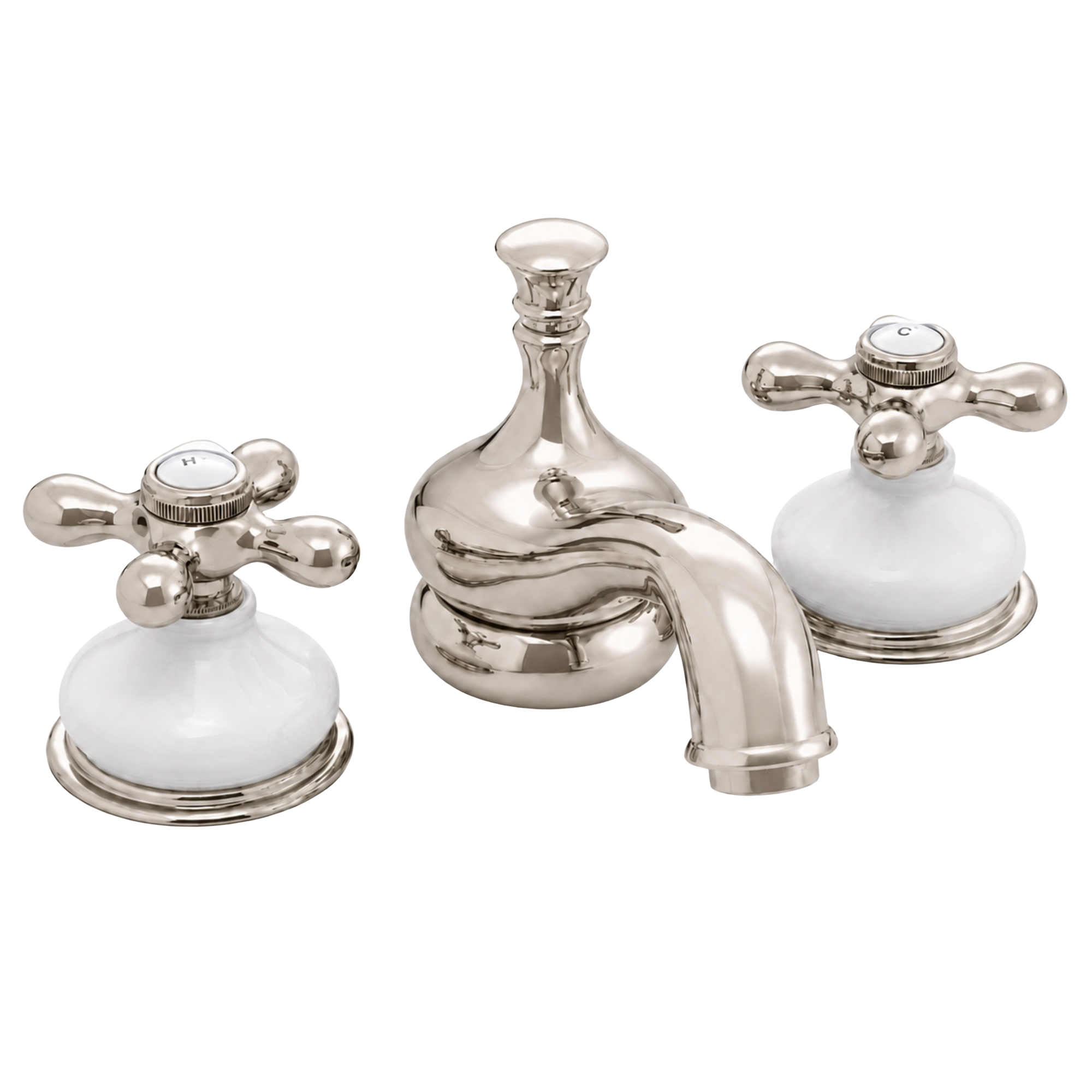 Sacramento Widespread Faucet, Porcelain P0188X | Strom Living Polished Nickel - Bathroom Faucets