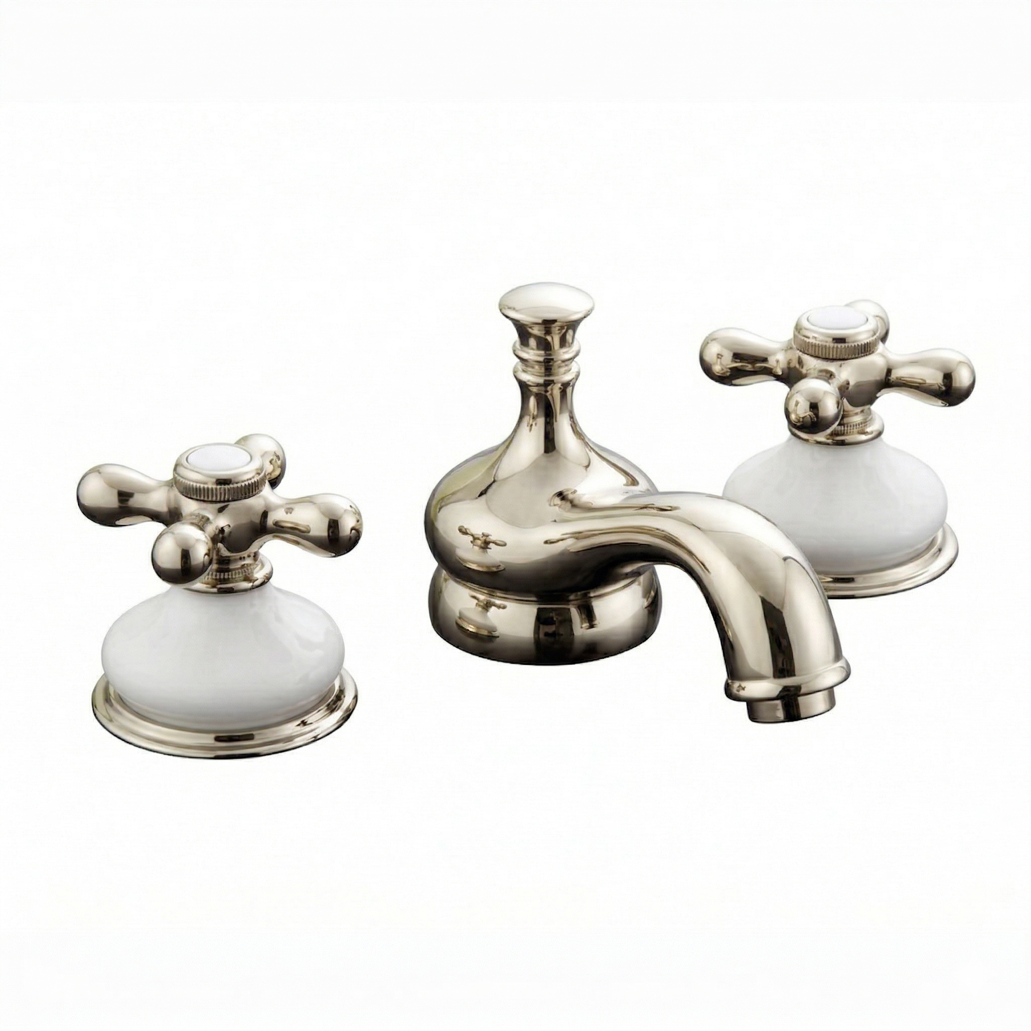 Sacramento Widespread Faucet, Porcelain P0188X | Strom Living Polished Nickel - Bathroom Faucets