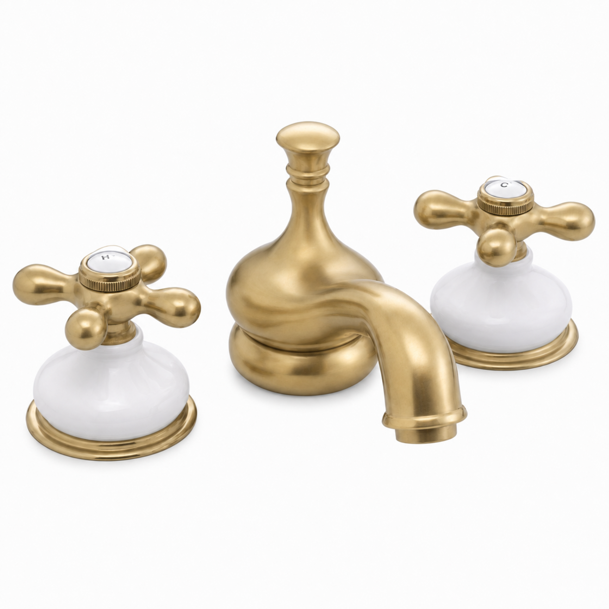 Sacramento Widespread Faucet, Porcelain P0188X | Strom Living Raw Brass - Bathroom Faucets