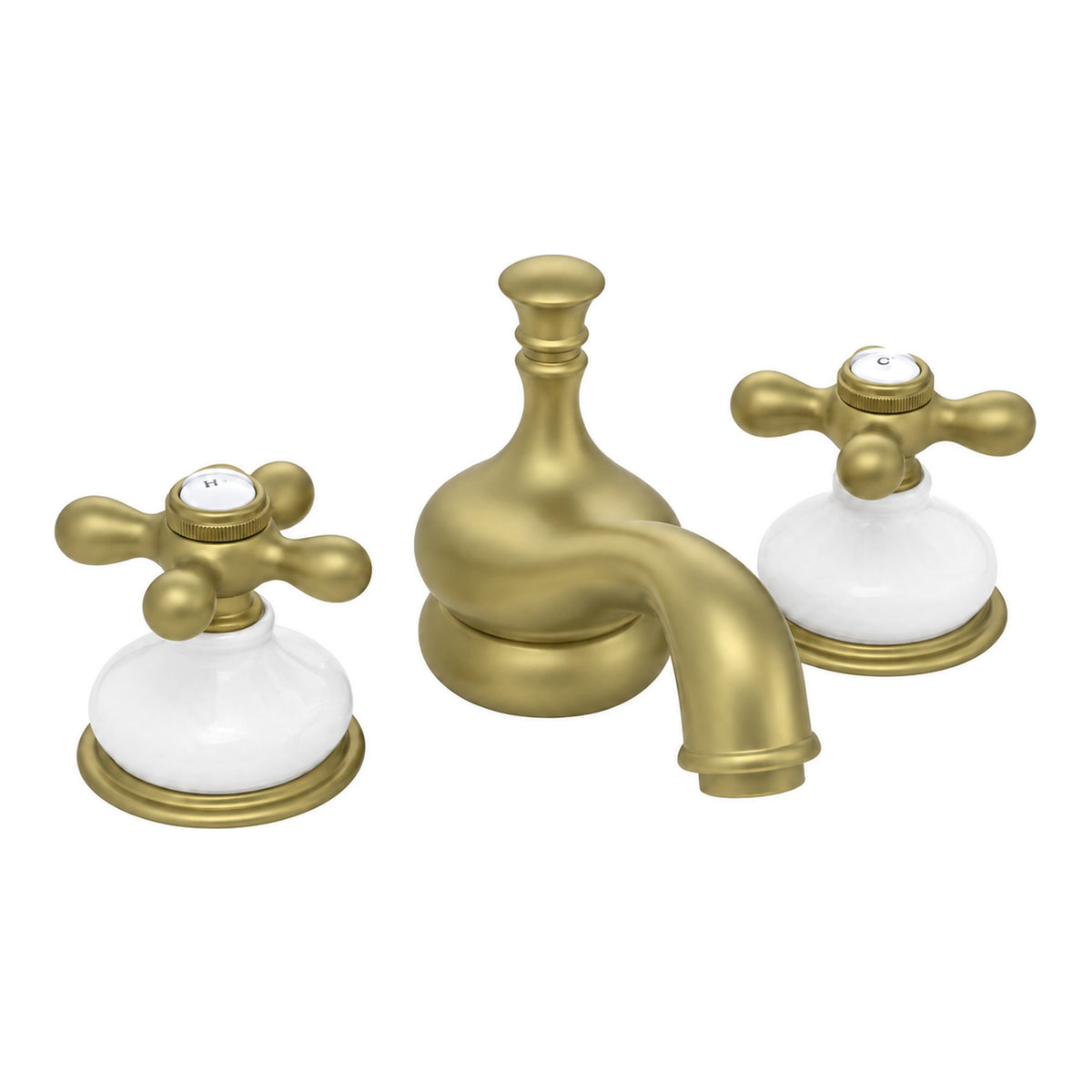 Sacramento Widespread Faucet, Porcelain P0188X in Raw Brass