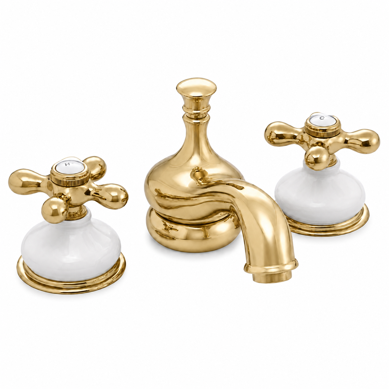 Sacramento Widespread Faucet, Porcelain P0188X | Strom Living Supercoat Brass - Bathroom Faucets