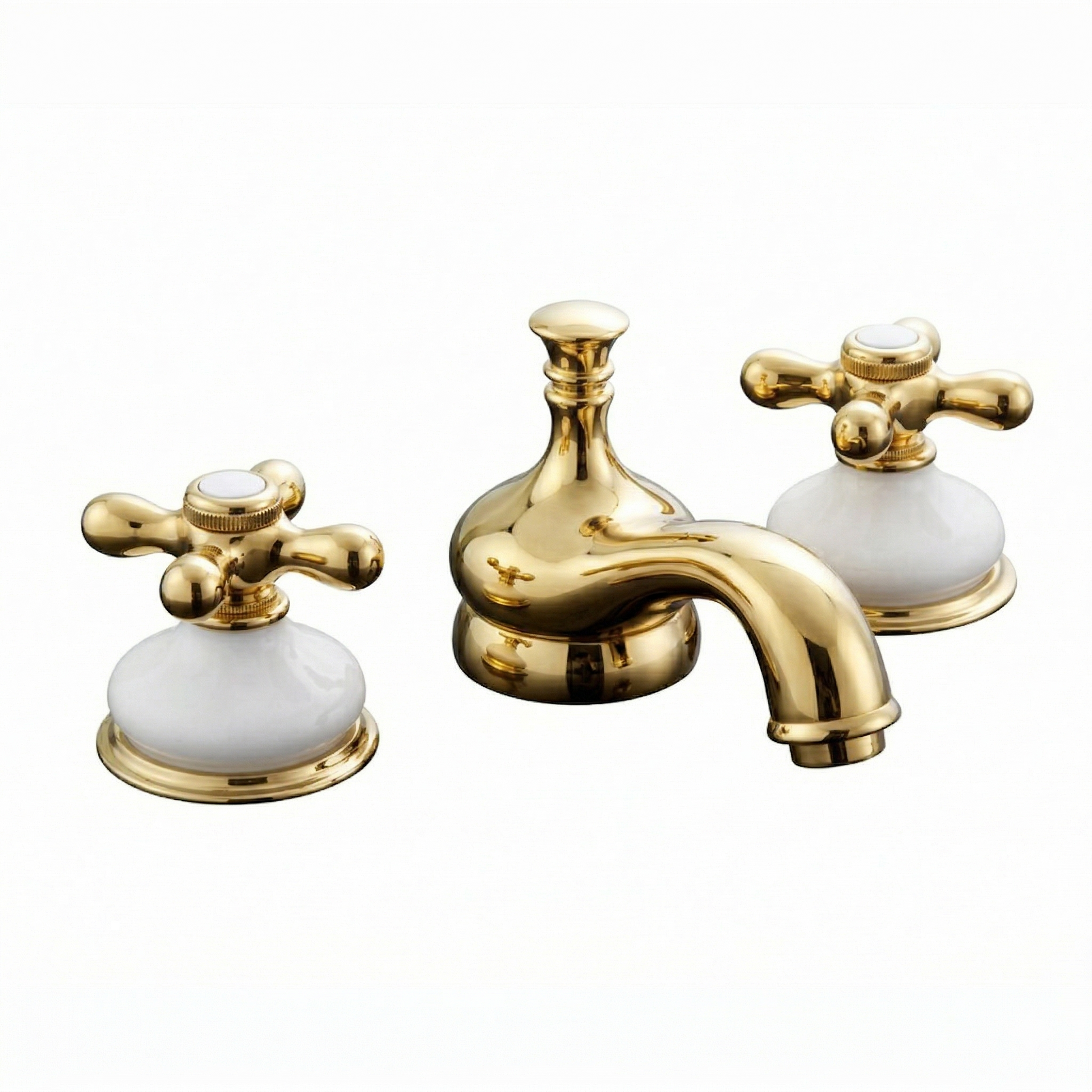 Sacramento Widespread Faucet, Porcelain P0188X | Strom Living Supercoat Brass - Bathroom Faucets