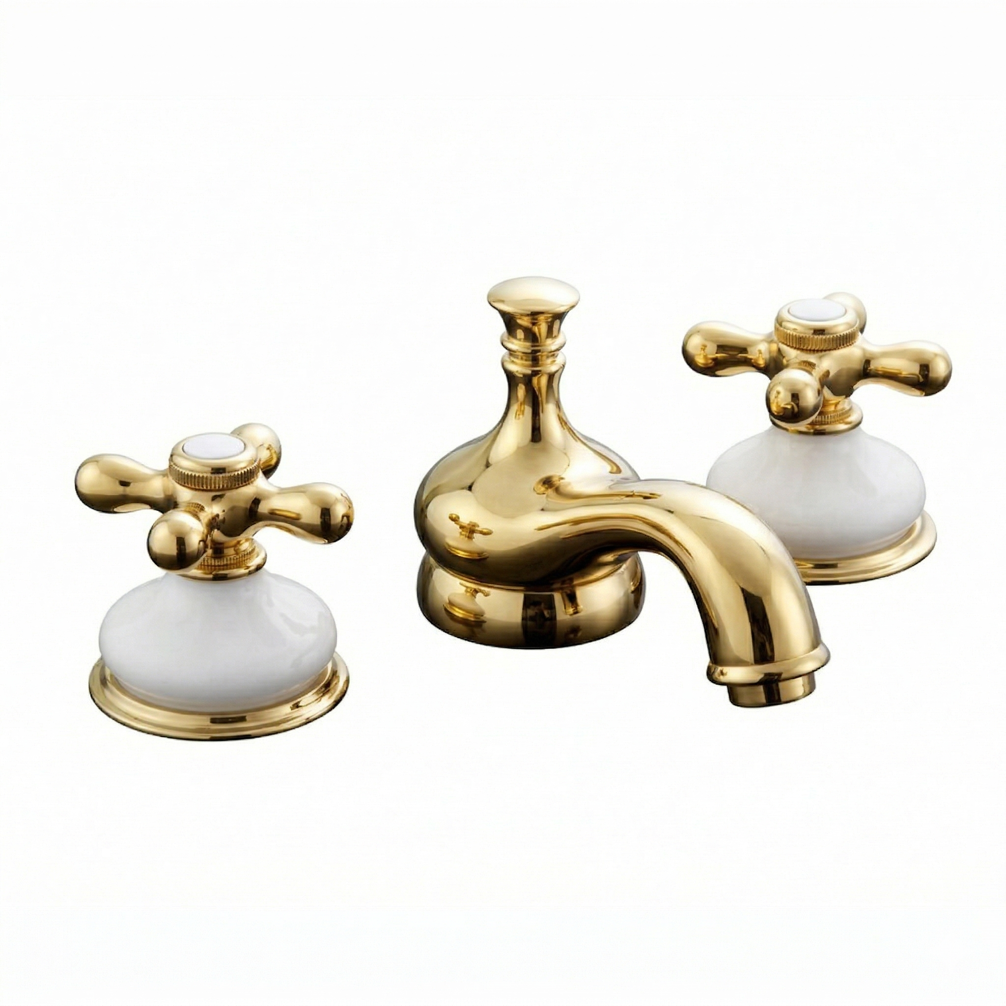 Sacramento Widespread Faucet, Porcelain P0188X | Strom Living Supercoat Brass - Bathroom Faucets