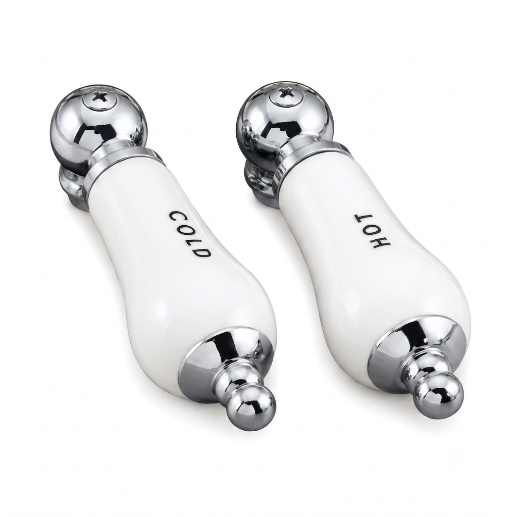 Strom Living P0204 Porcelain Lever Handle Pair Chrome - Faucet Parts